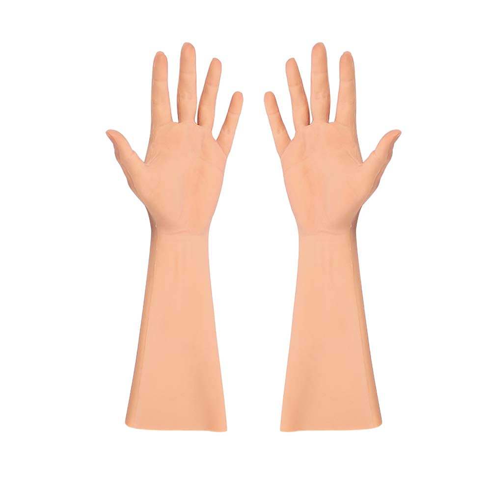 Realistic Silicone Gloves - Soft Fake Female Hands with Half Arm for Crossdressers, Transgender & Drag Queens | Perfect for Cosplay, Halloween & Performance Costumes