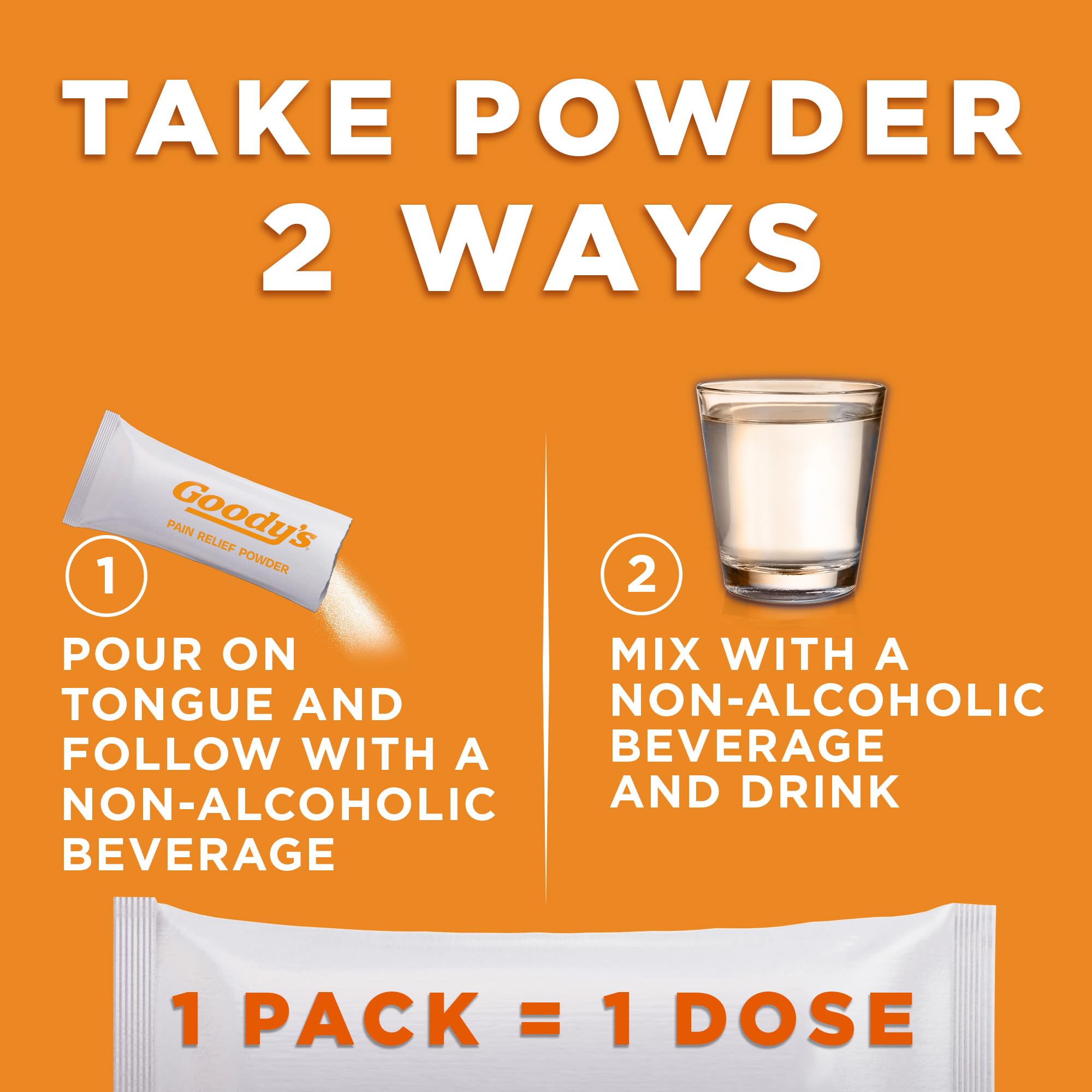 Goody's Headache Powder - Fast-Acting Acetaminophen & Aspirin Pain Relief | Cool Orange Flavor Dissolve Packs | 4 Powder Sticks (6 Pack) | Ideal for Migraines, Tension Headaches & Travel