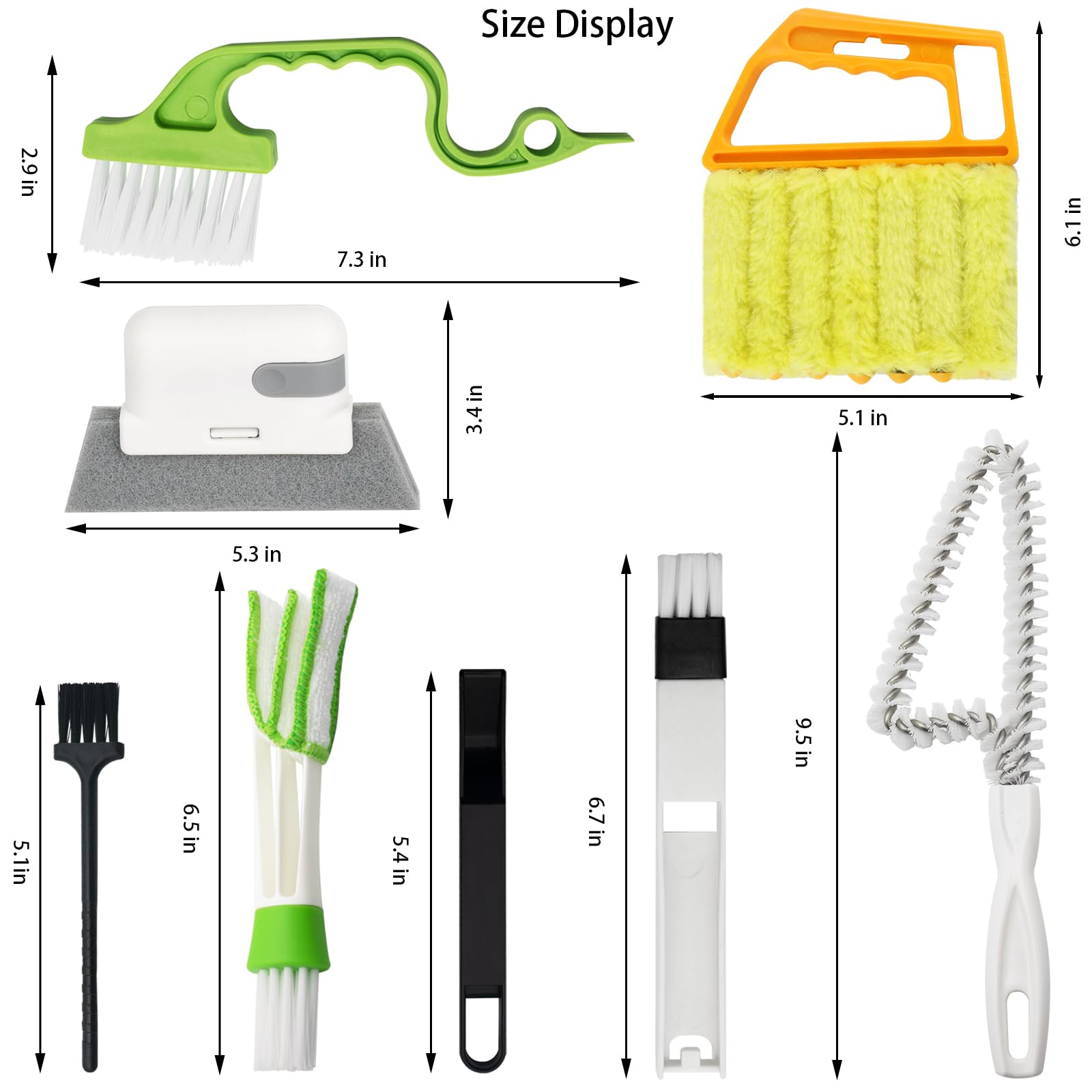8-Piece Handheld Groove Gap Cleaning Kit - Multi-Purpose Crevice Brush for Window Tracks, Blinds, Shower Doors, Car Vents, AC Units & Keyboards | Perfect for Home, Office & Vehicle Deep Cleaning