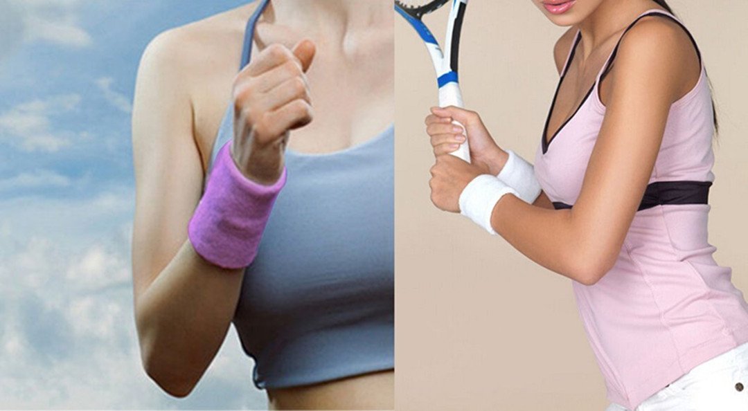 6 Inch Thick Cotton Sports Wristbands for Men & Women - Sweat Absorbing Basketball Tennis Gym Workout Wrist Bands - Perfect for Running, Yoga, and Fitness Training (Pair)