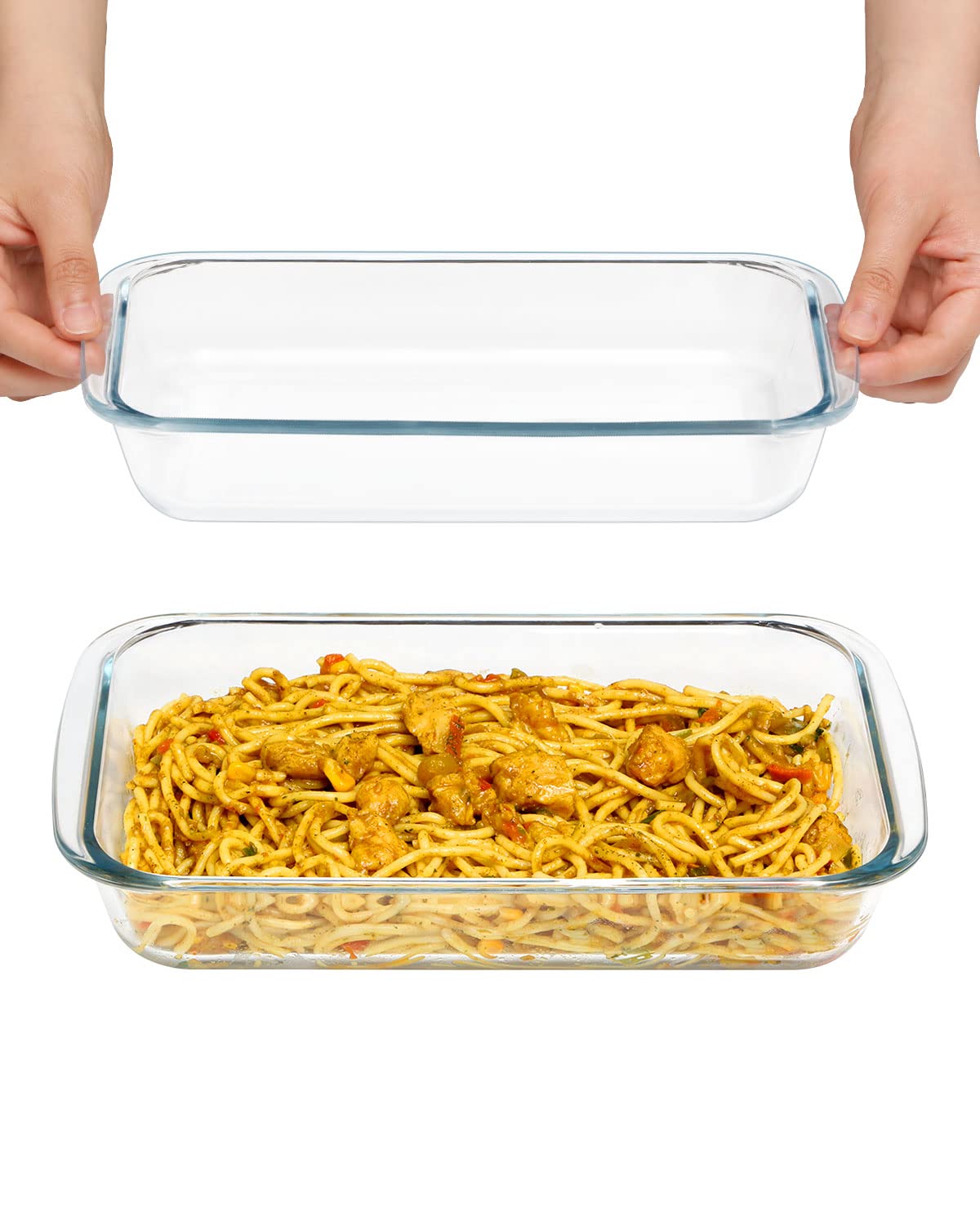 2-Pack Mini 1.5 Quart Glass Baking Dishes for Oven - Single Serve Oblong Casserole Pans, Rectangular Bakeware for Cooking & Meal Prep | Perfect for Lasagna, Brownies & Small Batch Baking