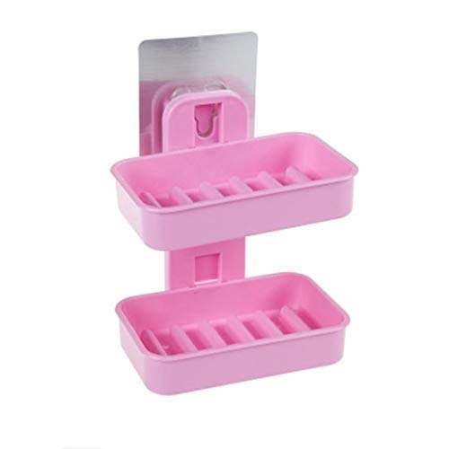 ADDCART Plastic Double Layer Soap Stand - Wall Mounted Vacuum Suction Soap Holder & Dispenser Tray for Kitchen, Bathroom (Fits Ceramic Tiles & Glass Partitions) - Perfect for Shower, Sink & Countertop Organization