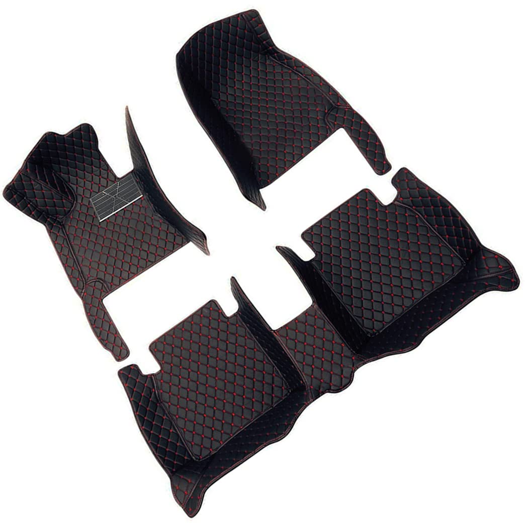 Premium Custom Fit All-Weather Floor Mats for Mini Cooper 2-Door 2014-2018 - Waterproof Leather Car Floor Liners with Non-Slip Design - Black & Red Interior Accessories for Enhanced Protection & Style - Perfect for Daily Commute, Road Trips & Harsh Weather Conditions