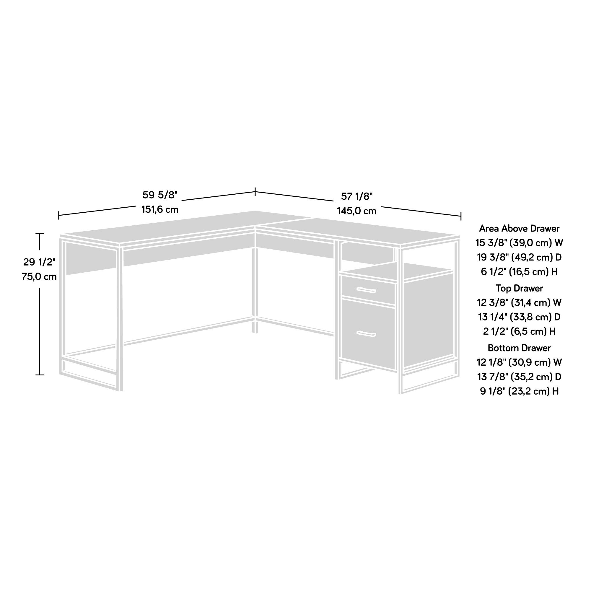 Sauder Tremont Row Modern L-Shaped Desk with Storage, Sindoori Mango Finish - Stylish Home Office Furniture for Small Spaces, Perfect for Remote Work & Study