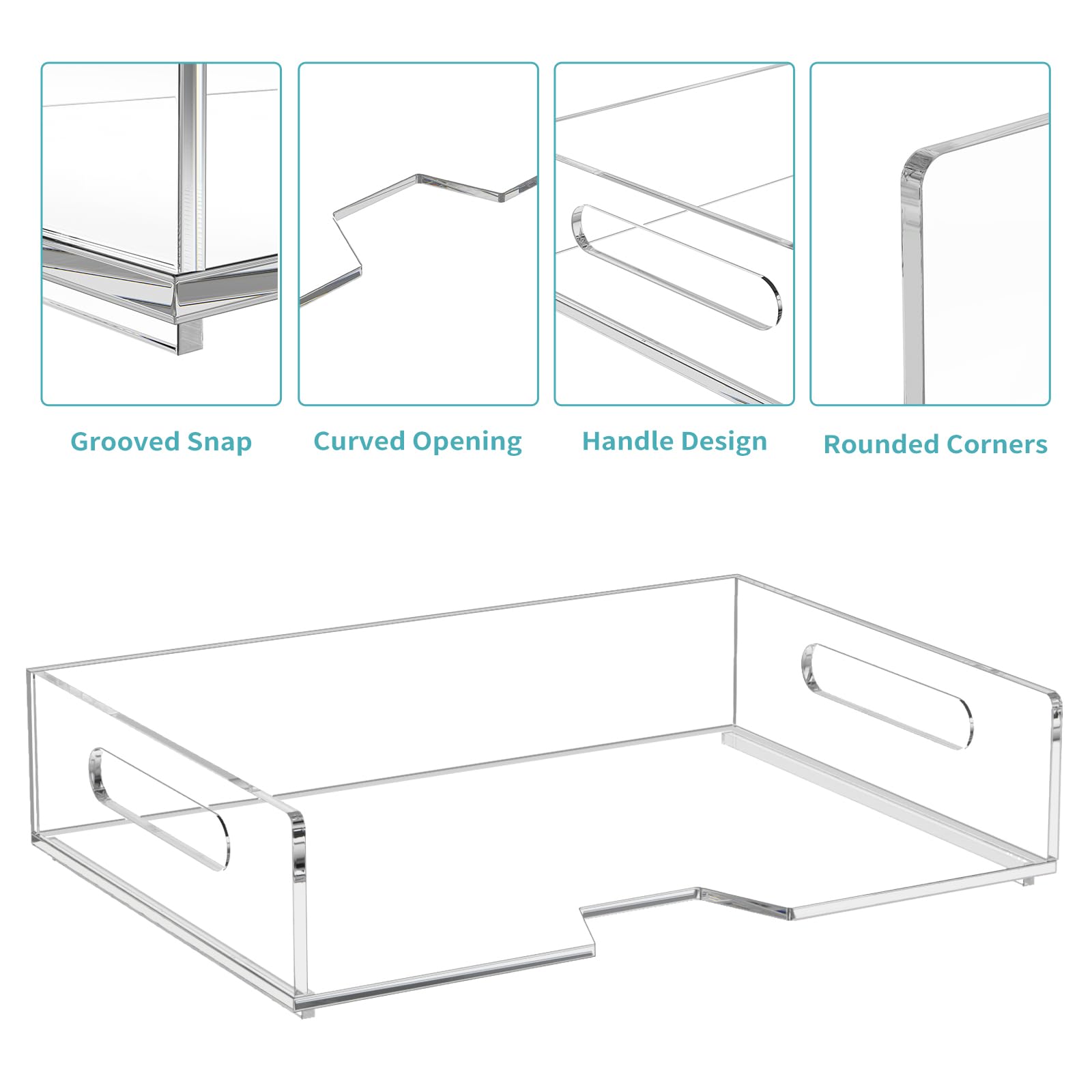 HIIMIEI 2 Pack Clear Acrylic Letter Tray - Stackable Desk Organizer for Documents, Files, and Office Supplies | Perfect for School, Home & Office Use | Horizontal Desktop Storage Solution for Paperwork, Mail, and Stationery