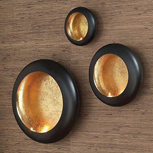 Global Views Harvest Moon Wall T-Lite Holder - Black & Gold Candle Sconce for Farmhouse, Boho & Modern Home Decor