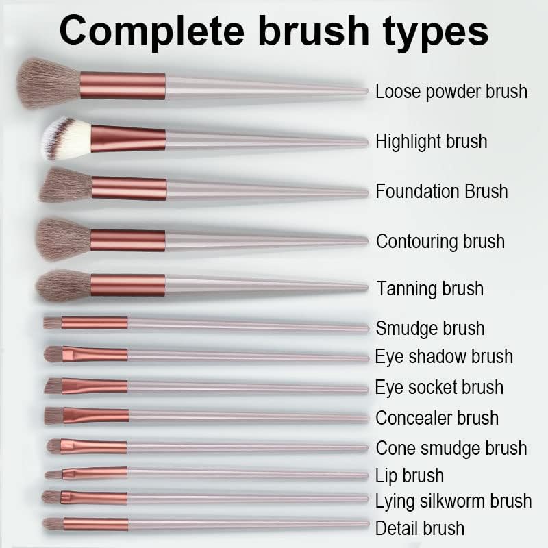 Huda Professional 13-Piece Makeup Brush Set - Soft Fluffy Foundation, Powder, Eyeshadow & Eyebrow Brushes - Synthetic Kabuki Cosmetic Brush Kit with Travel Pouch | Perfect for Professional Makeup Artists & Home Beauty Routines