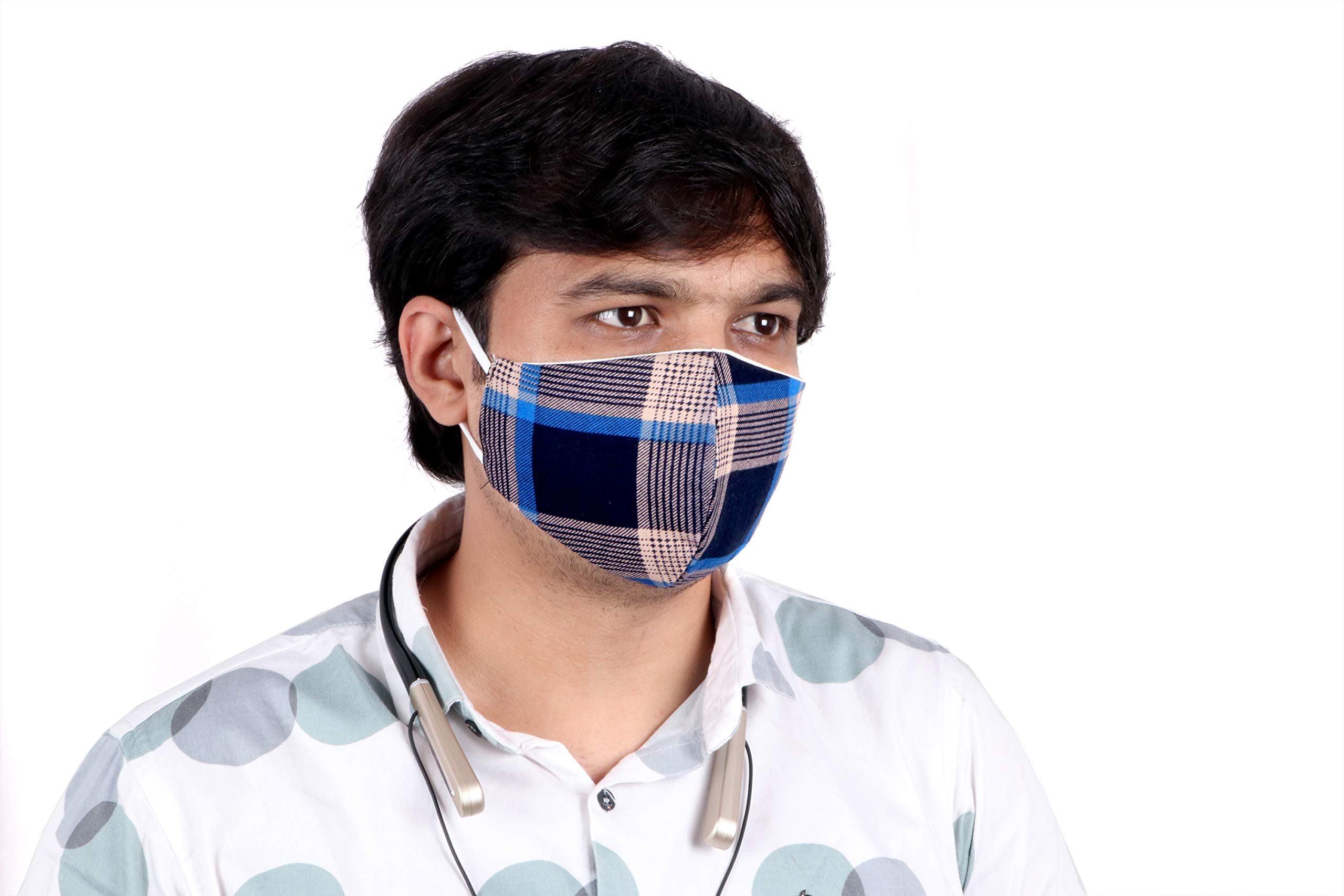 Premium Cotton Face Mask - 100% Organic & Breathable, Reusable & Washable for Men & Women - Soft Adjustable Ear Loops - Made in India (Multi-Color) - Ideal for Daily Use, Travel, and Outdoor Activities
