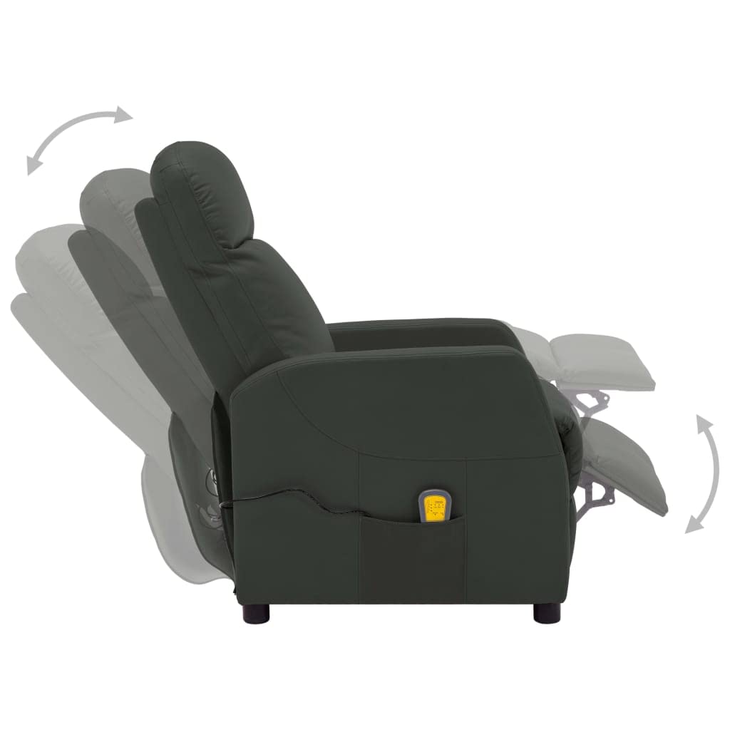 vidaXL Massage Recliner Chair for Elderly - Adjustable Push Cozy Massaging Chair with Faux Leather for Home Theater & Cinema (Anthracite) - Perfect for Relaxation, Pain Relief & Home Entertainment