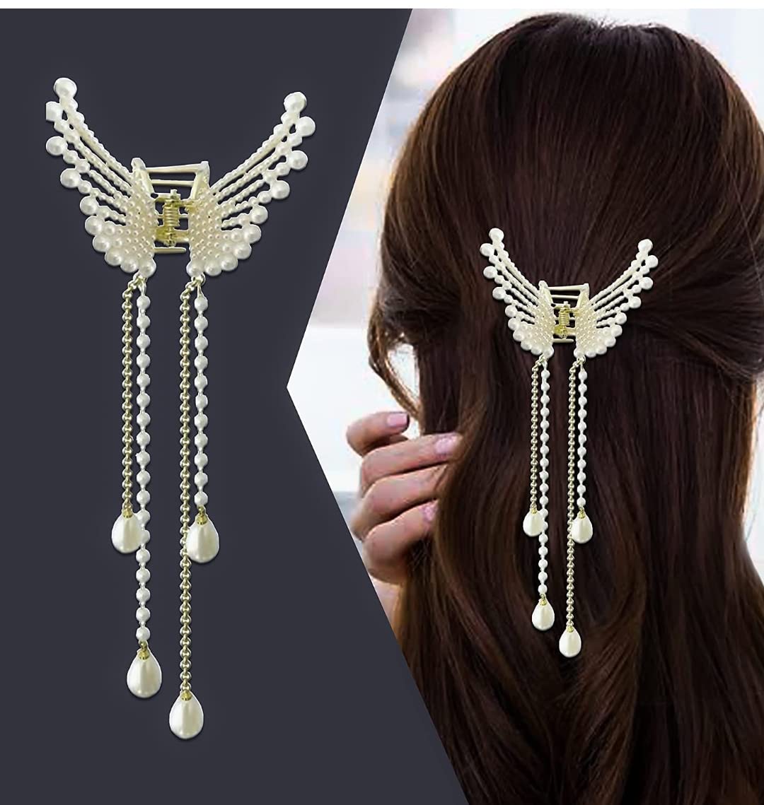 DOLLIT Butterfly Hair Clip for Women & Girls - Elegant Metal Claw Hair Clips for Fancy Hairstyles, Bridal Hair Accessories - 1 Piece Free Size - Perfect for Weddings, Parties & Everyday Styling