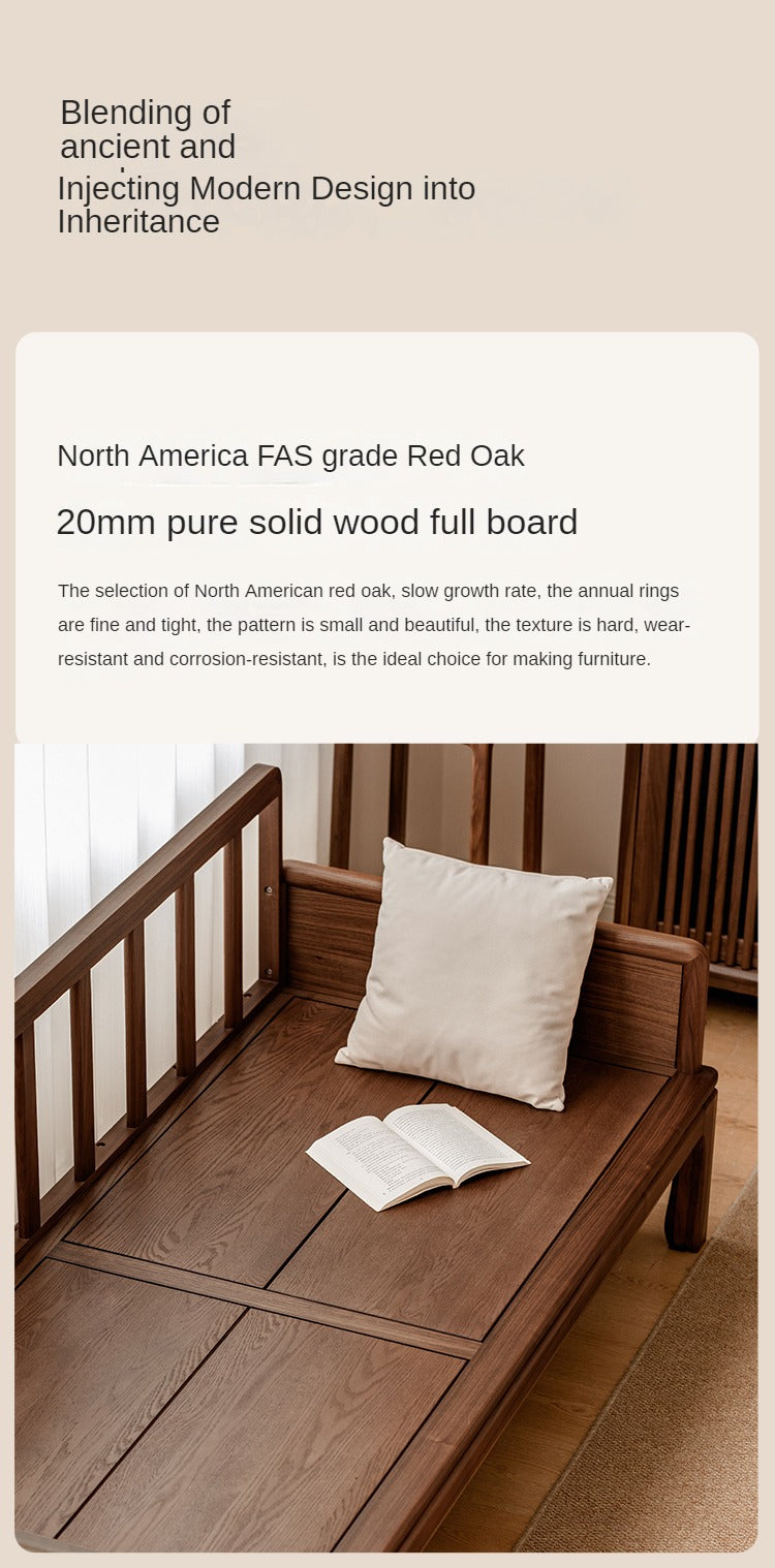 Premium Black Walnut & Oak Solid Wood Convertible Sofa Bed - Modern Dual Use Design for Living Room, Guest Room & Small Spaces