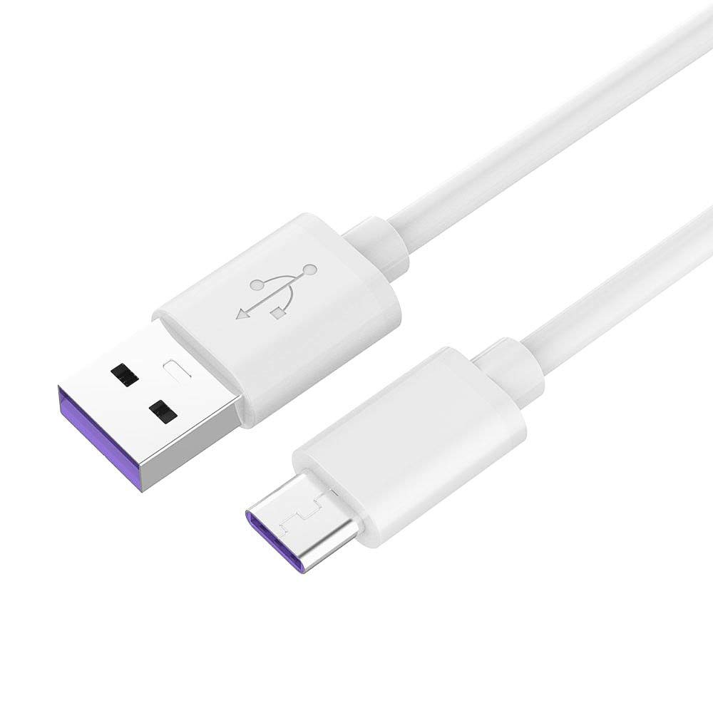 Premium 5A Fast Charging USB-C Cable 1m - USB 3.1 Type C to USB 2.0 Male Cord - Super Fast Charging & Data Sync for Smartphones, Tablets, Laptops - Perfect for Home, Office & Travel (White)