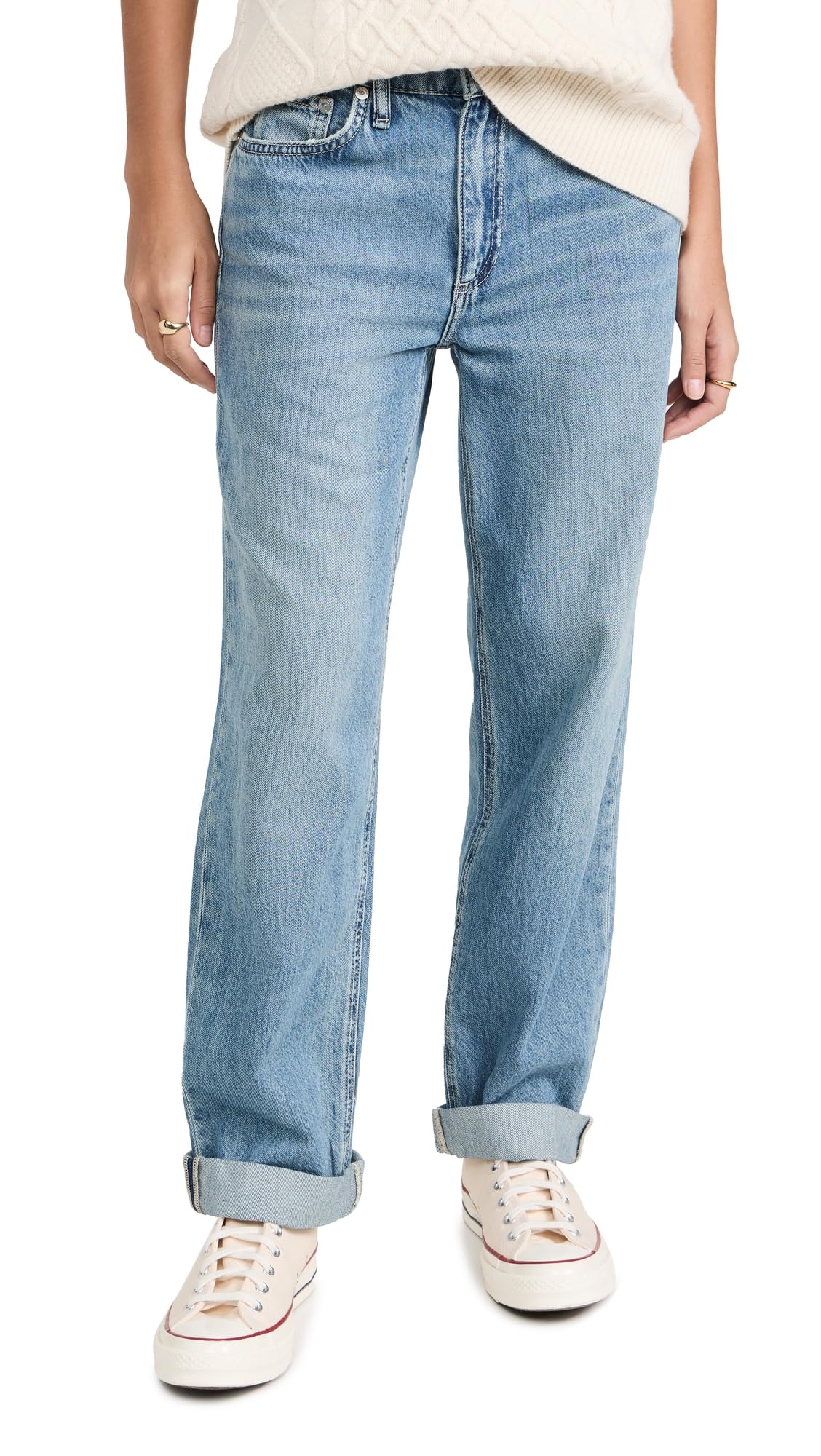 rag & bone Women's Featherweight Dre Low Rise Baggy Jeans - Comfortable Distressed Denim Pants for Casual Wear & Street Style Outfits