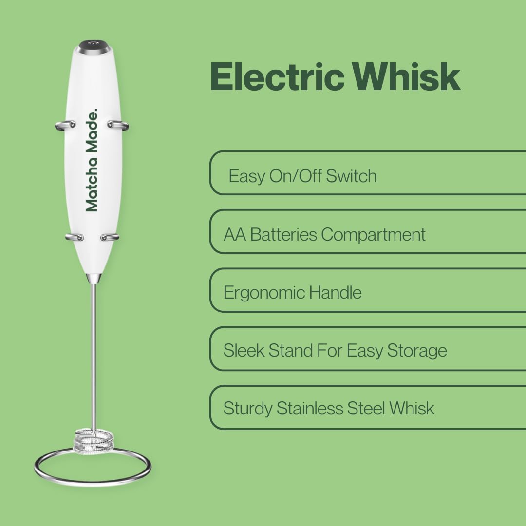 Premium Electric Matcha Whisk Set - Fast & Powerful Matcha Frother with Protective Stand - Perfect for Creamy Matcha Tea, Lattes & Smoothies - Ideal for Home, Office & Tea Ceremonies