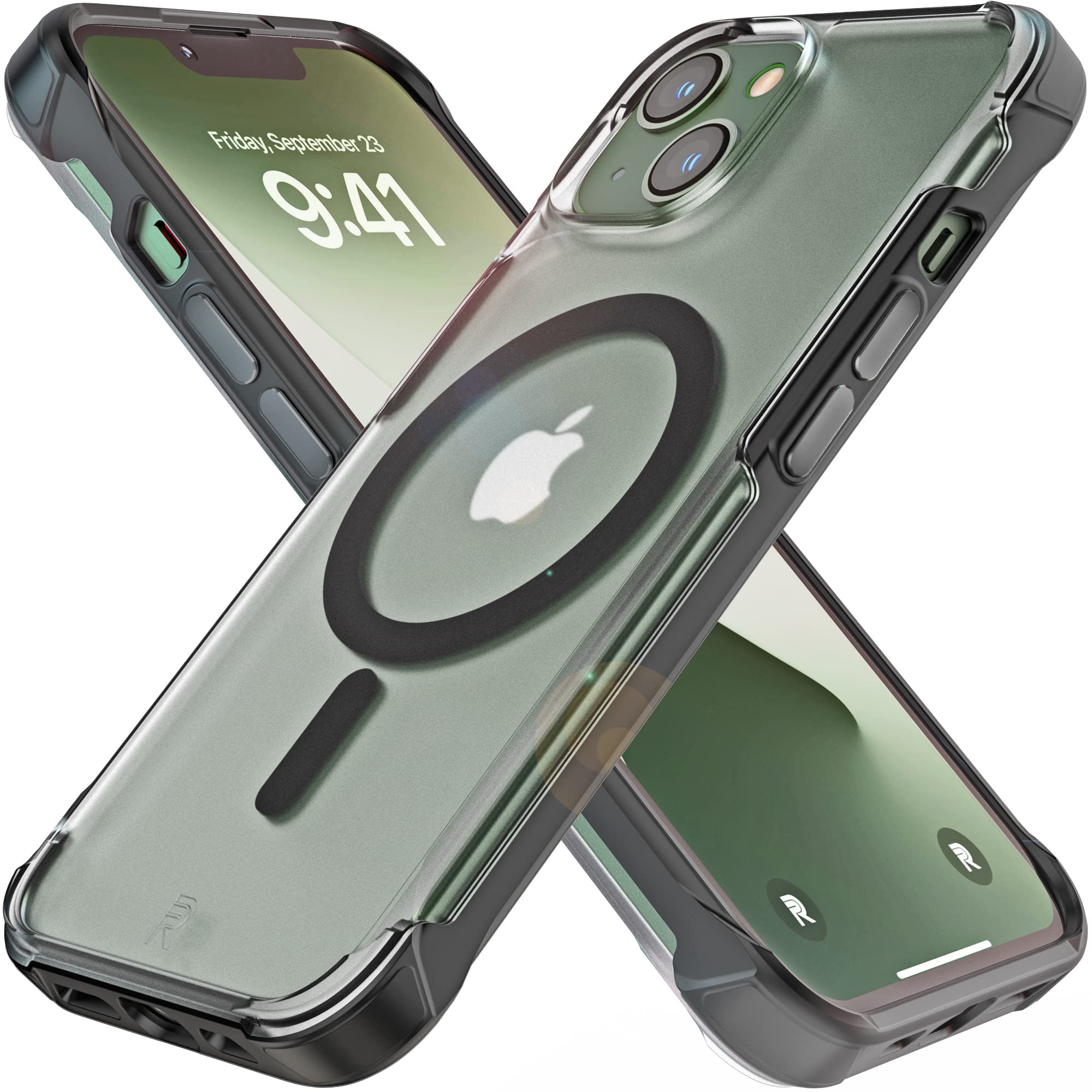 REBEL Clear iPhone 13 Case [Frosted Series Gen-3] MagSafe Compatible Slim Fit Protective Cover - Translucent Matte Texture, Shockproof Bumpers & Metal Buttons for 6.1 Inch iPhone 13 (2021) - Perfect for Everyday Use, Travel & Outdoor Activities (Frosted Black)