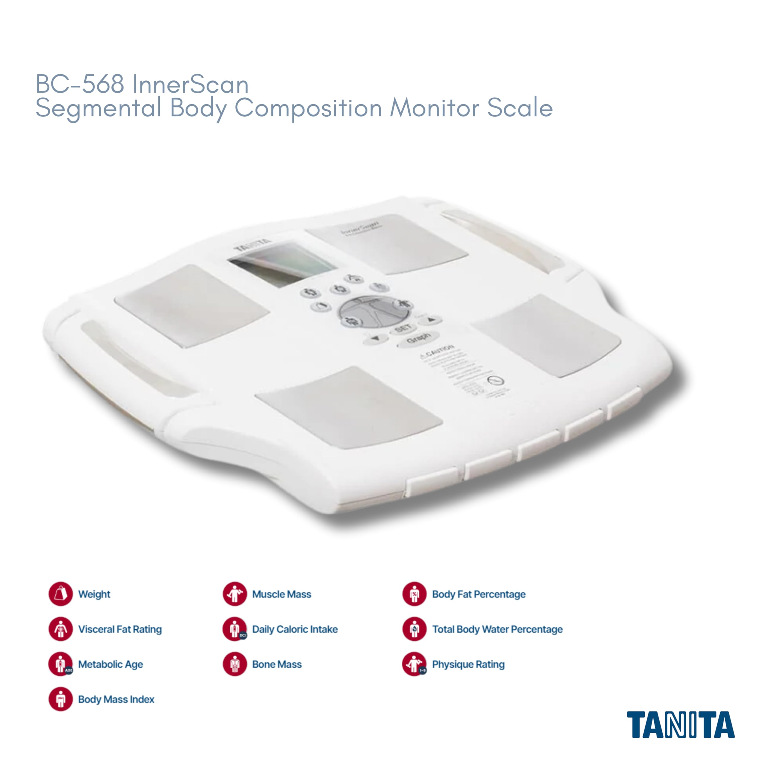 Tanita BC-568 Digital Body Composition Scale - Smart BMI, Fat & Muscle Analyzer with Nutrition Tracking | FDA Cleared, HSA/FSA Eligible | Home Gym & Health Monitoring
