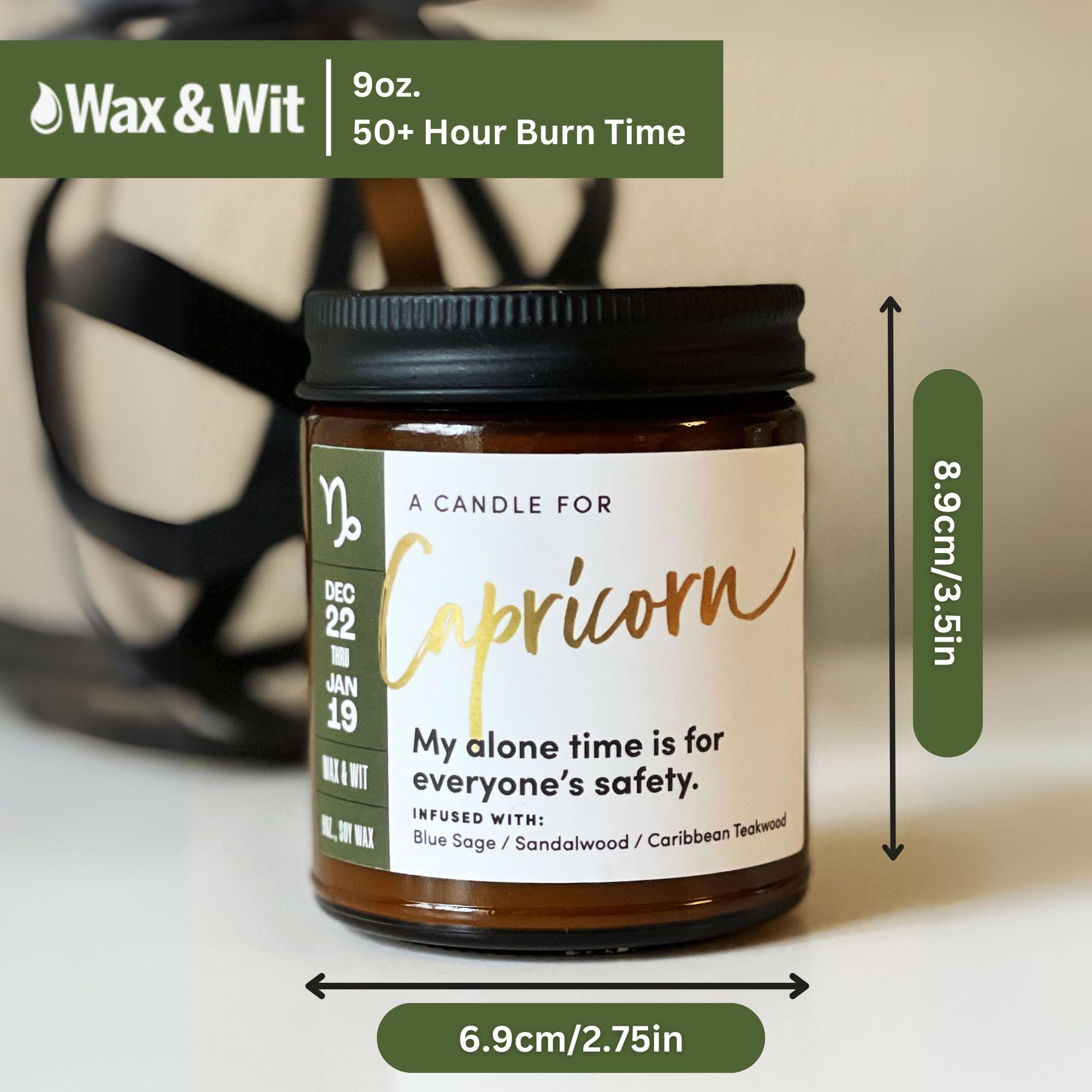 Capricorn Zodiac Candle for Women - 9oz Astrology Gift, December & January Birthday Present, Soy Wax Aromatherapy Candle - Perfect for Home Decor, Meditation & Relaxation Gifts