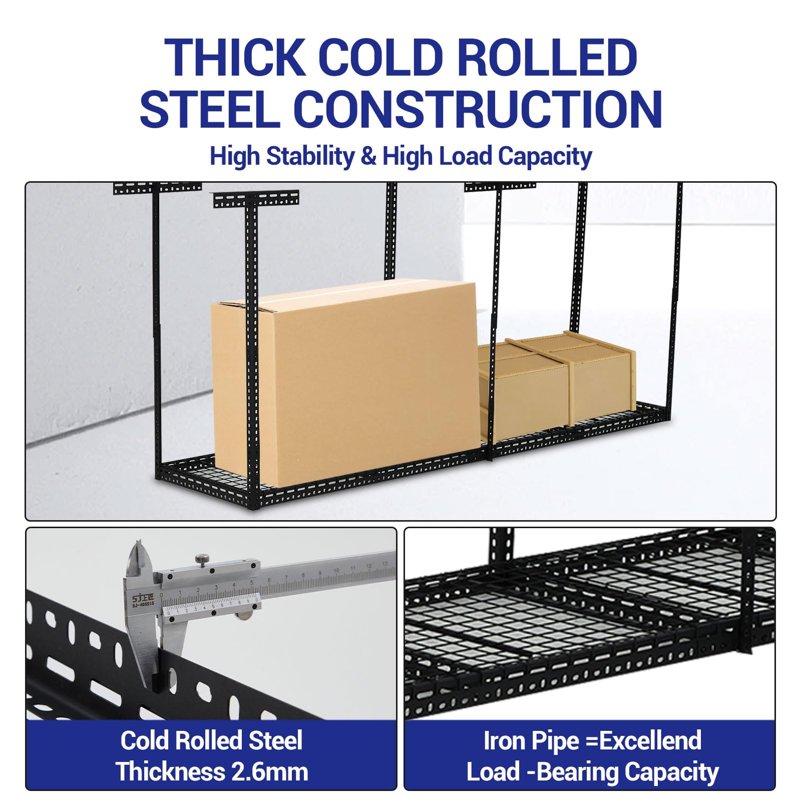 GARVEE 2x8 FT Overhead Garage Storage Rack - Heavy Duty 660lbs Capacity, Adjustable Height (22
