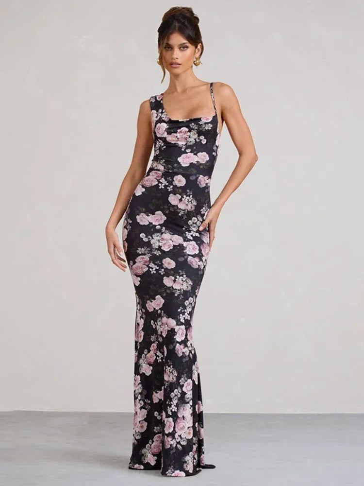 **Asymmetrical Sleeveless Mermaid Maxi Dress for Women - Sexy Elegant Printed Summer Vacation Outfit 2024 (Style C85 CD29) | Perfect for Beach Parties, Weddings & Evening Events**