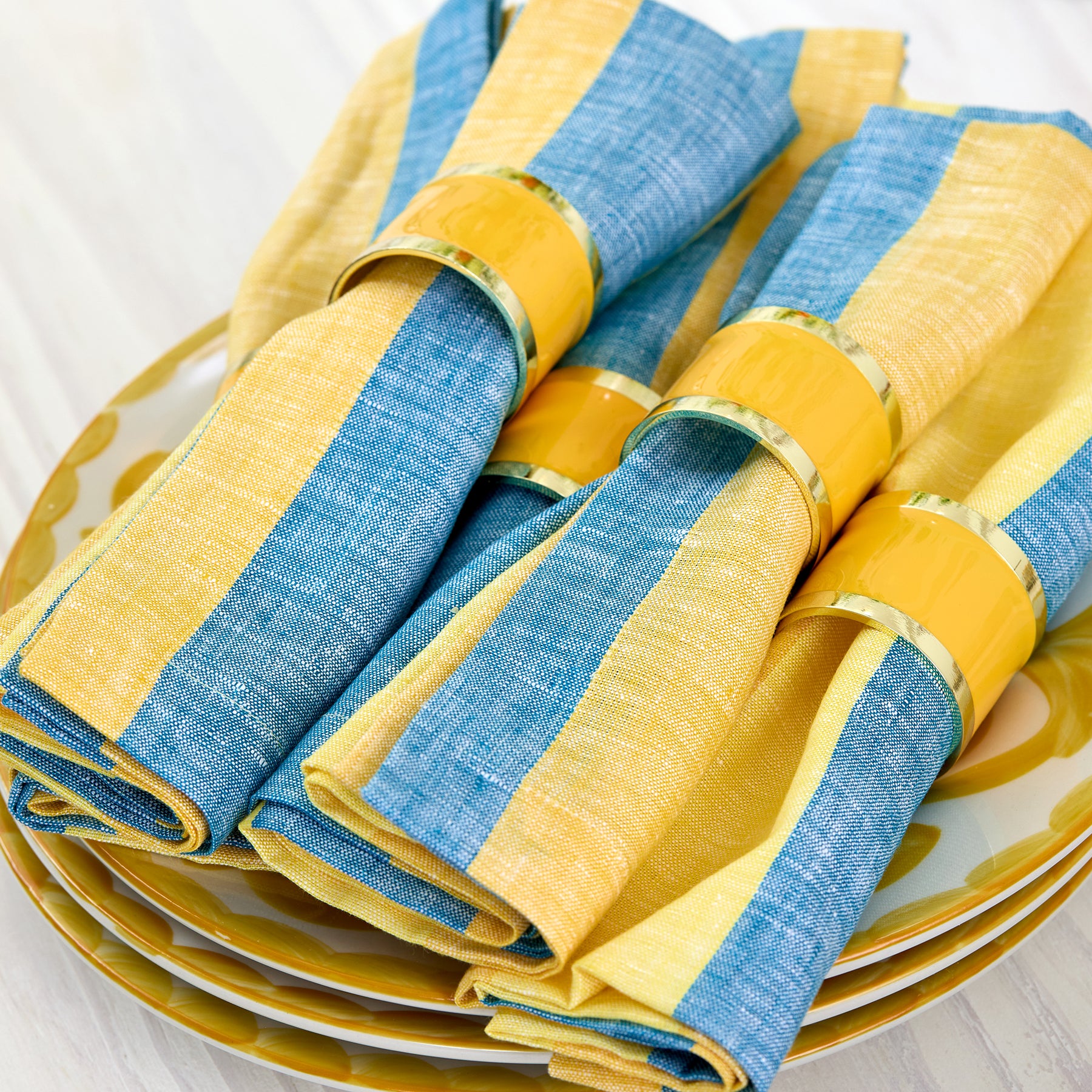 Premium Cabana Stripe Cotton Napkins Set of 12 - Soft & Absorbent for Beach Parties, Picnics & Outdoor Dining - Blue & White Striped Decorative Table Linens