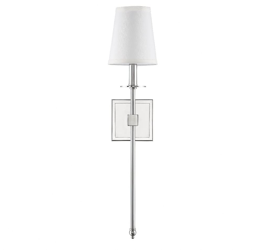 Bohemian Metal Crystal Wall Sconce with White Fabric Shade - 24