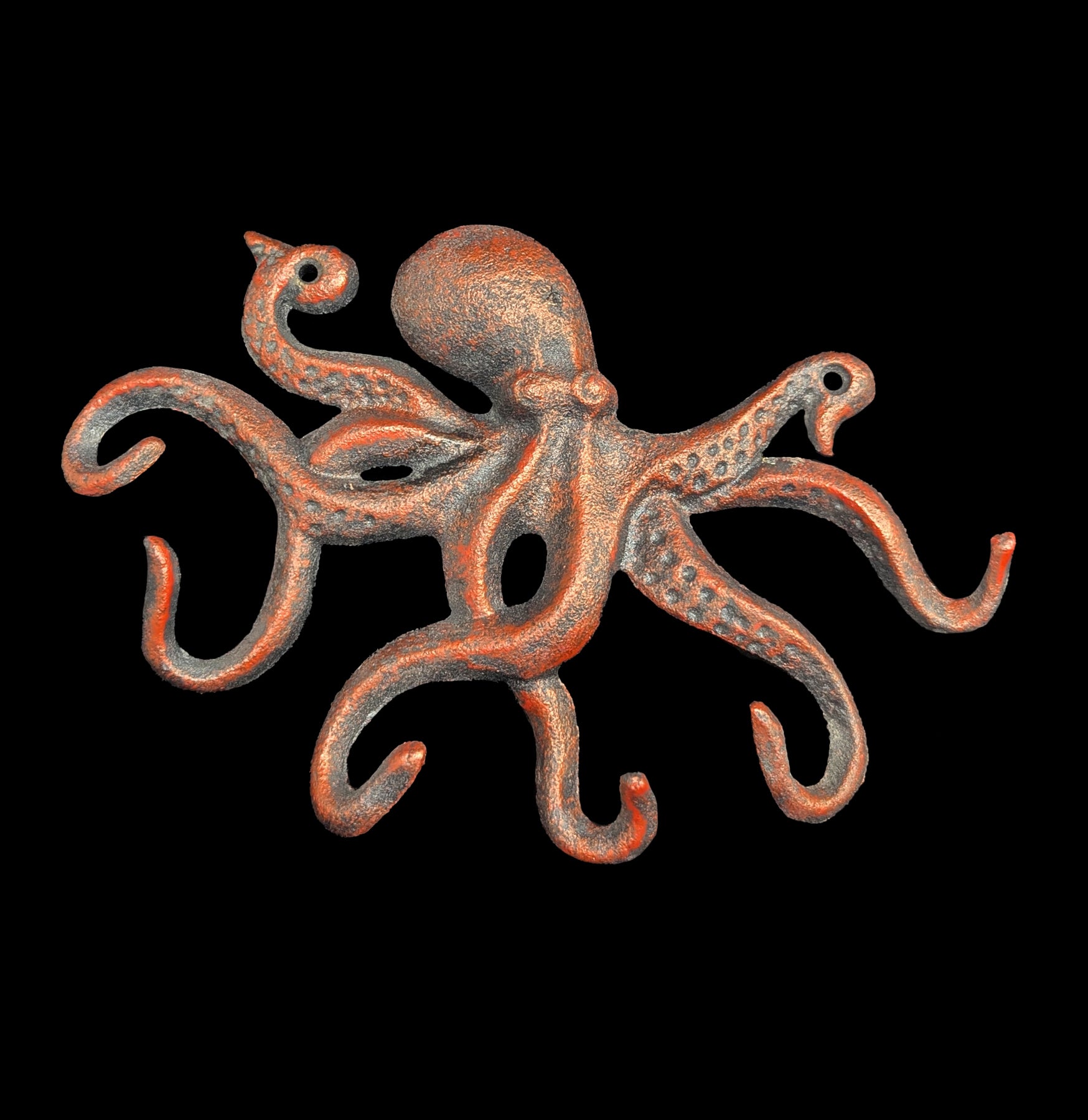 Rustic Copper Cast Iron Octopus Hook - Heavy Duty Wall Hooks for Coats, Hats, and Keys - Perfect for Farmhouse, Coastal, and Nautical Home Decor