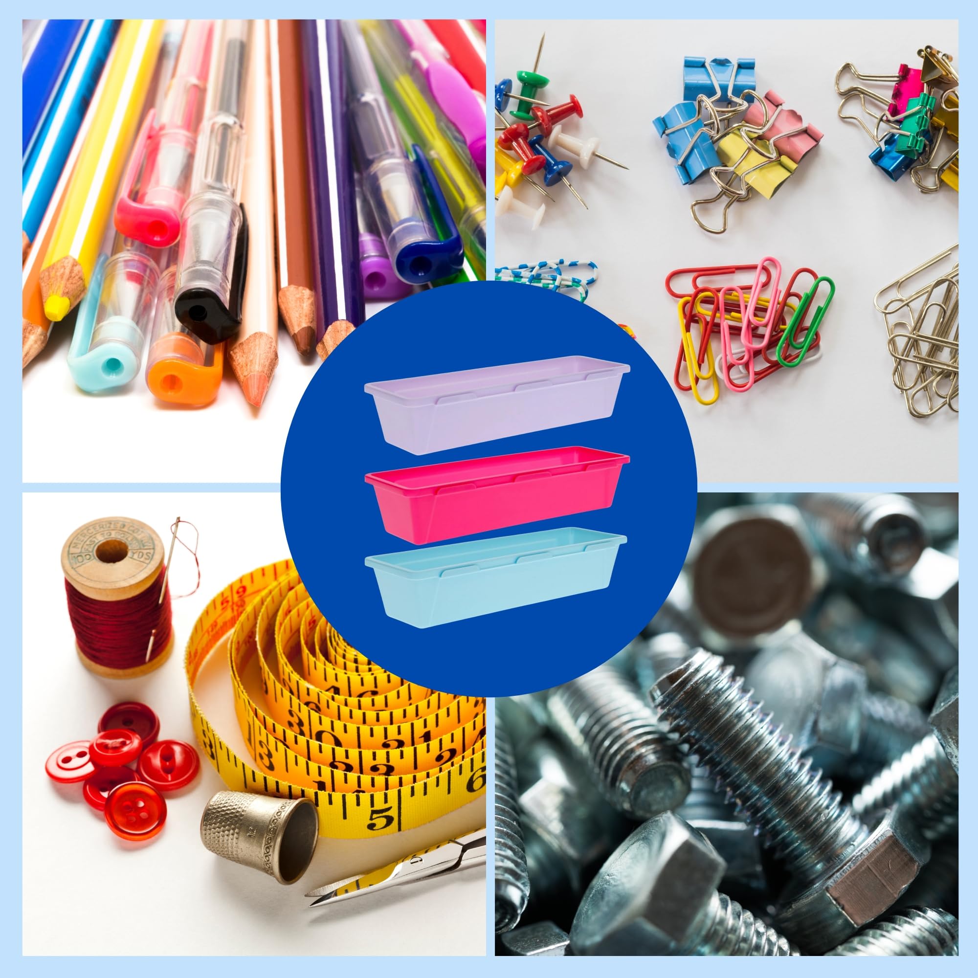 A1U Colorful Plastic Book Bins & Storage Trays - Multipurpose Organizer Baskets for Books, Toys, Office Supplies - Perfect for Home, School & Office Organization (Bundle with Bonus Item)
