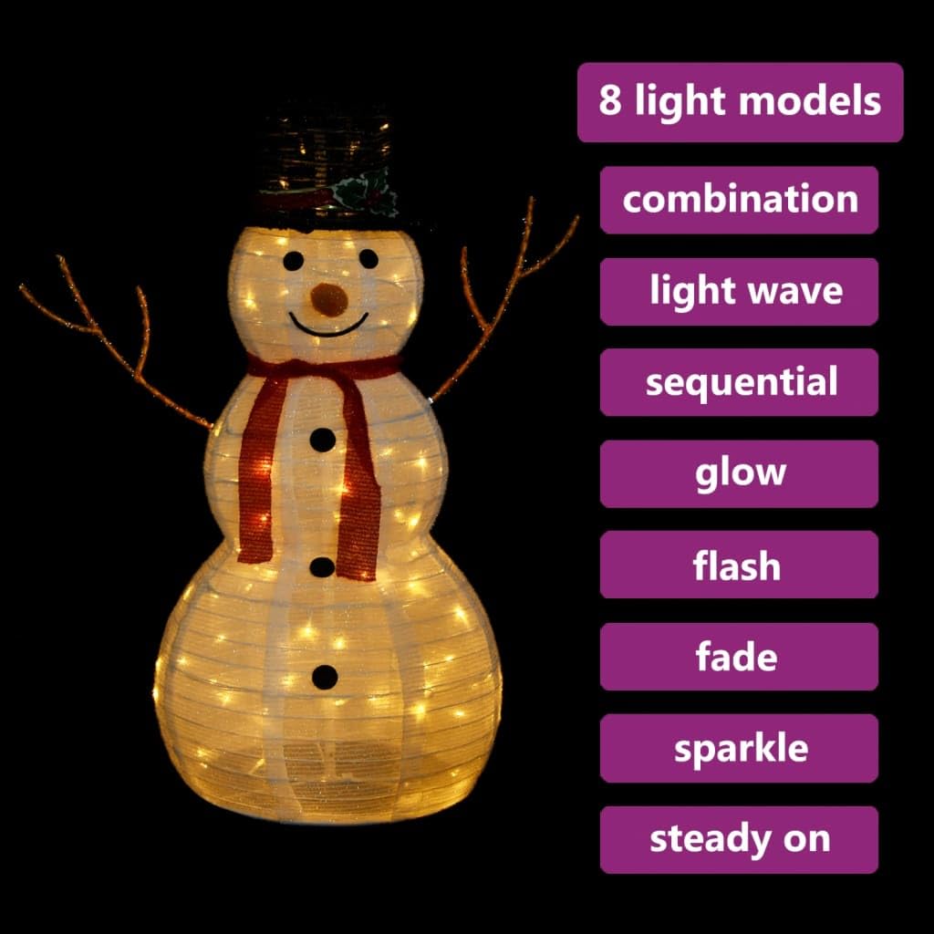vidaXL 3ft LED Snowman Christmas Decoration with Red Scarf & Hat - 90 Warm White Lights, 8 Lighting Effects - Indoor/Outdoor Holiday Decor for Yard, Porch, Garden, and Living Room