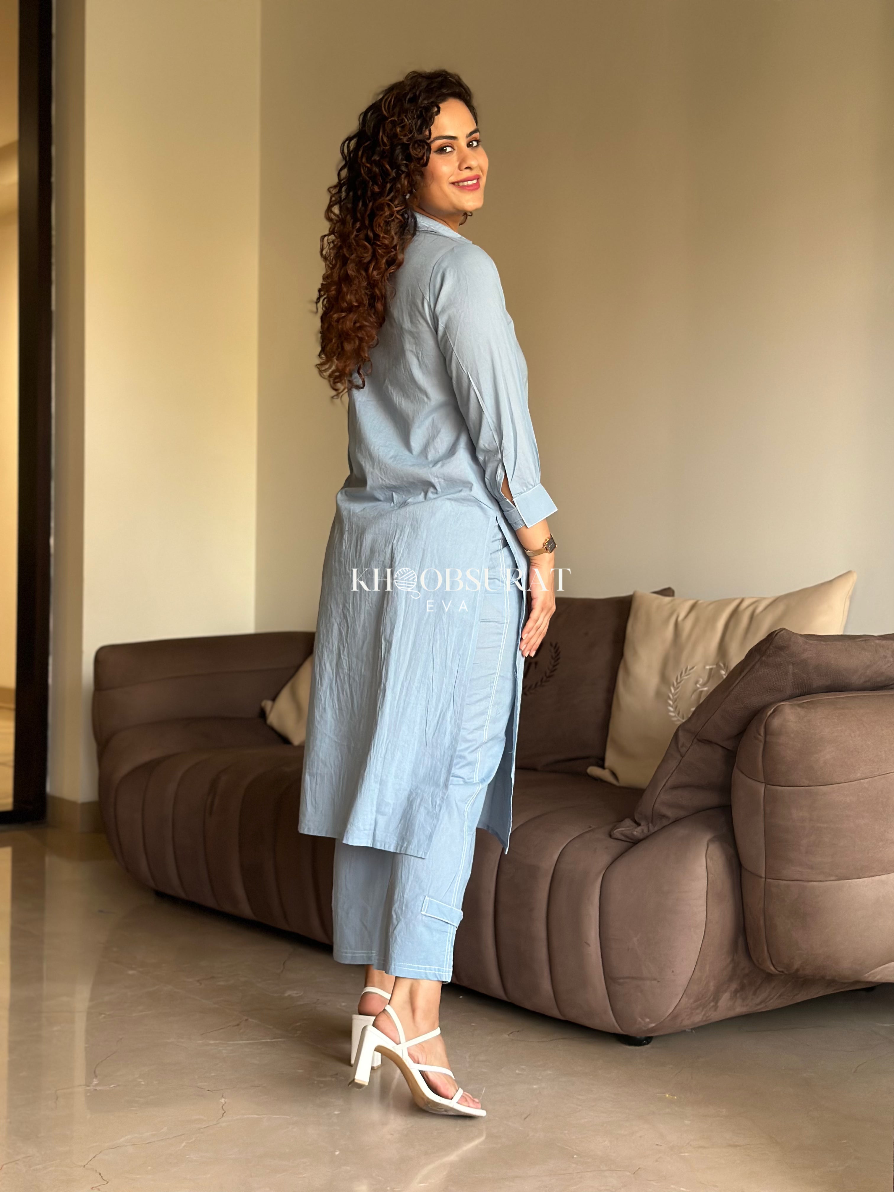 Cloud Soft Blue Kurta Set for Women | Comfortable & Stylish Indian Ethnic Wear | Perfect for Festivals, Weddings & Casual Outings