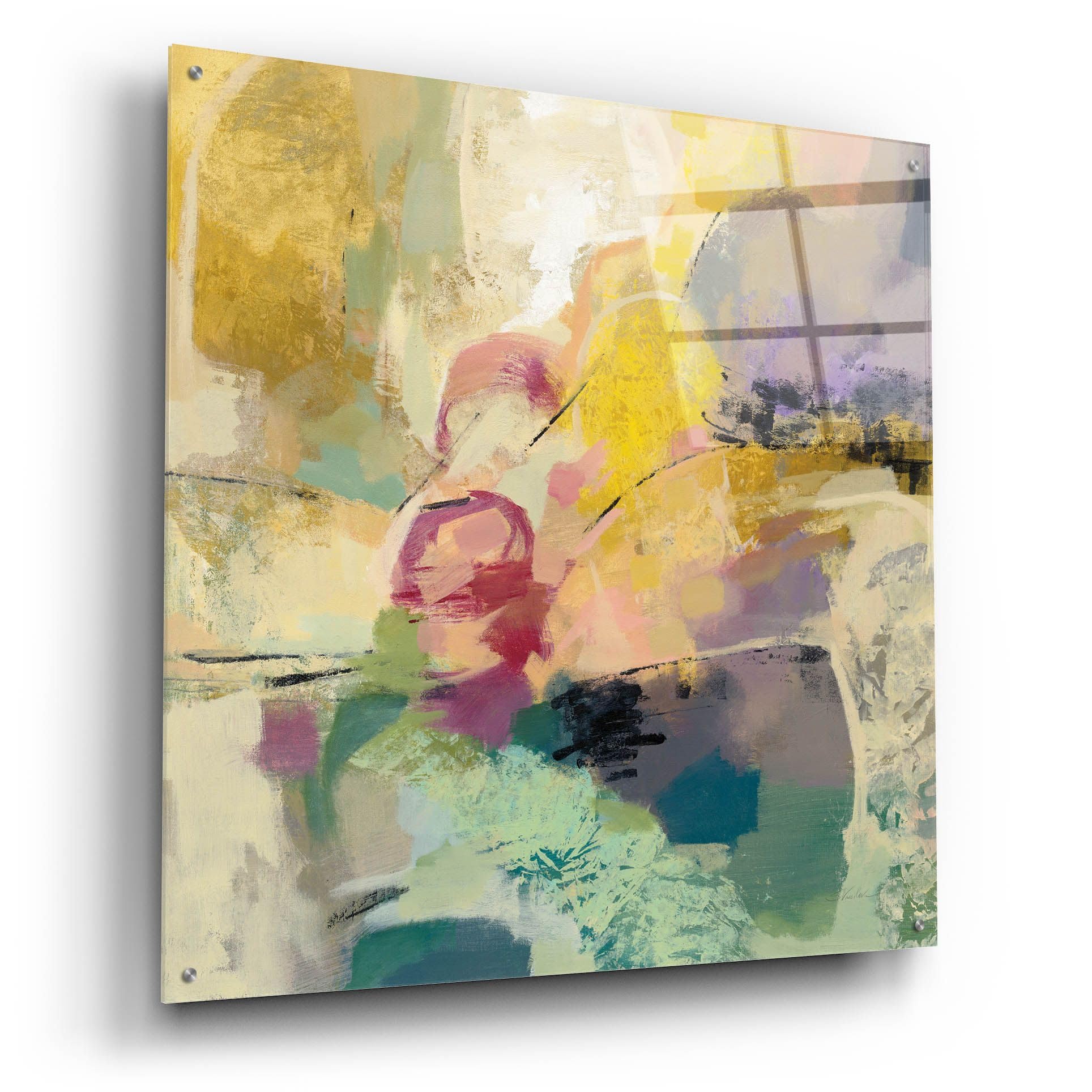 Mid Mod Mood Acrylic Glass Wall Art by Silvia Vassileva - 36x36 Inches Modern Abstract Painting for Living Room, Bedroom & Office Decor