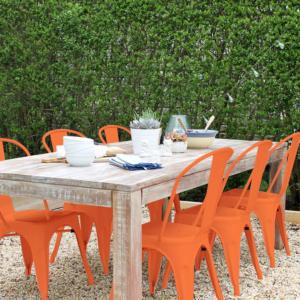 FDW Metal Dining Chairs Set of 4 - Indoor/Outdoor Stackable Patio Chairs with 18