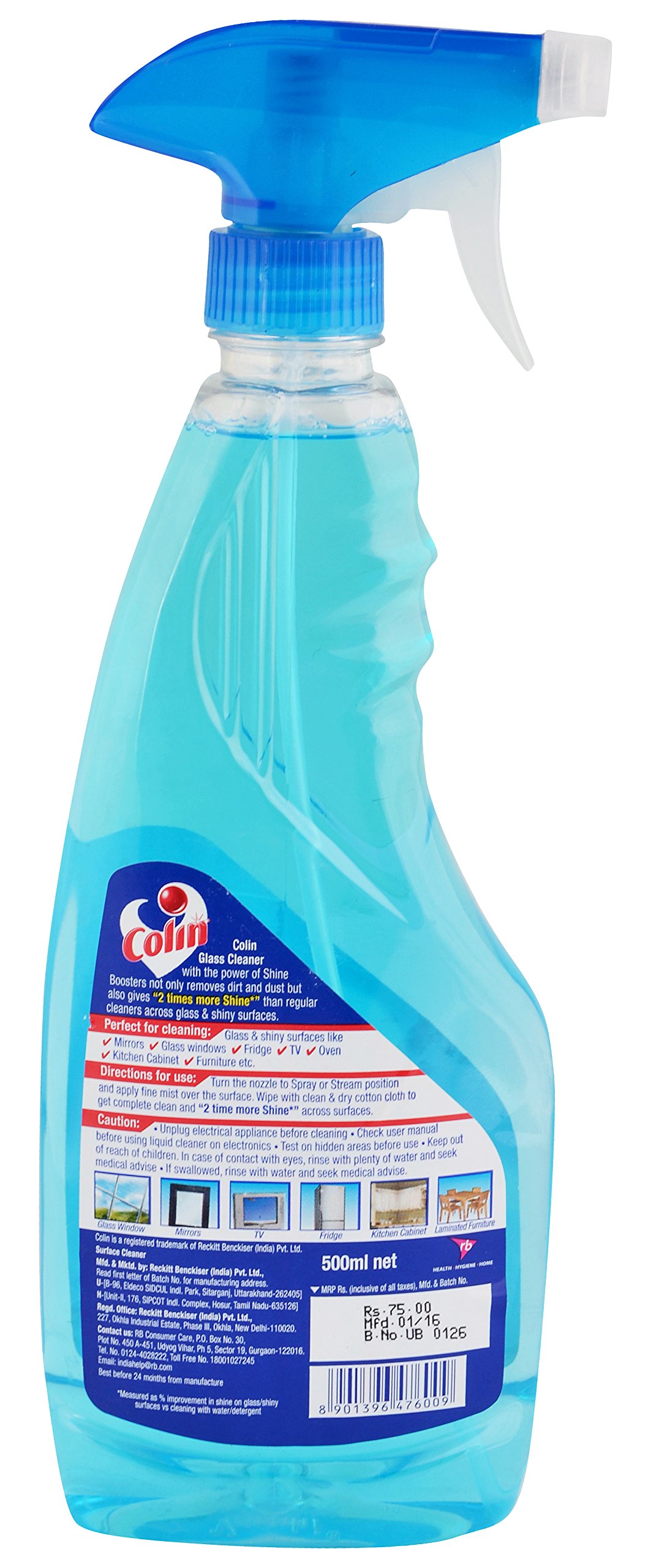 Colin Glass Cleaner - Citrus Scent, 500ml Bottle for Windows, Mirrors & Glass Surfaces | Streak-Free Cleaning for Home & Office Use