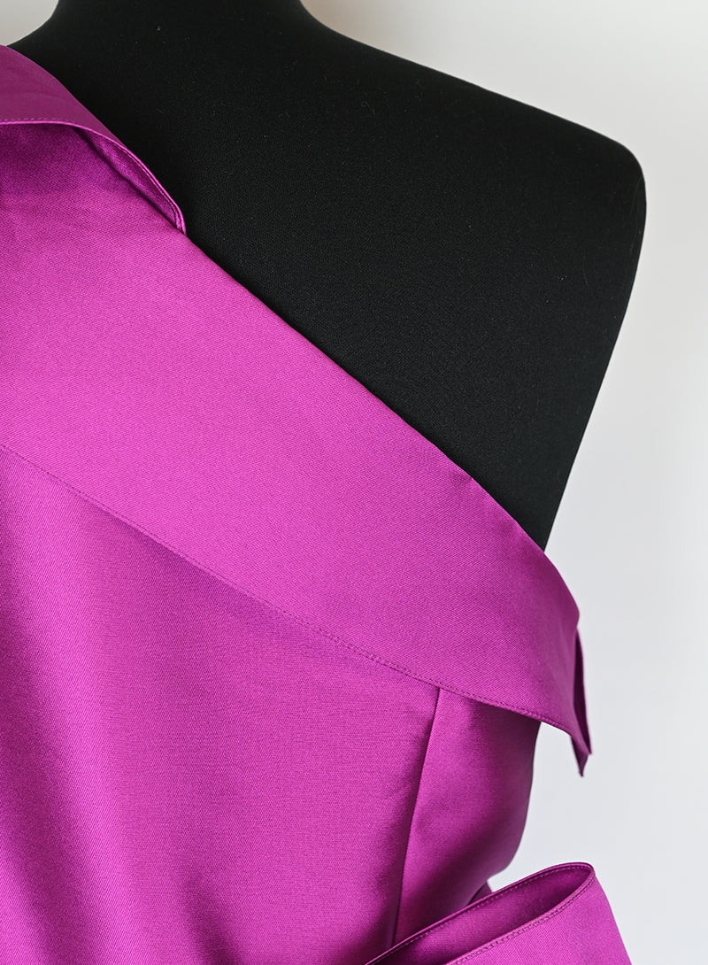 Alberta Ferretti Long Taffeta Dress in Cyclamen Pink - Size 42 | Elegant Evening Gown for Weddings, Galas & Special Occasions