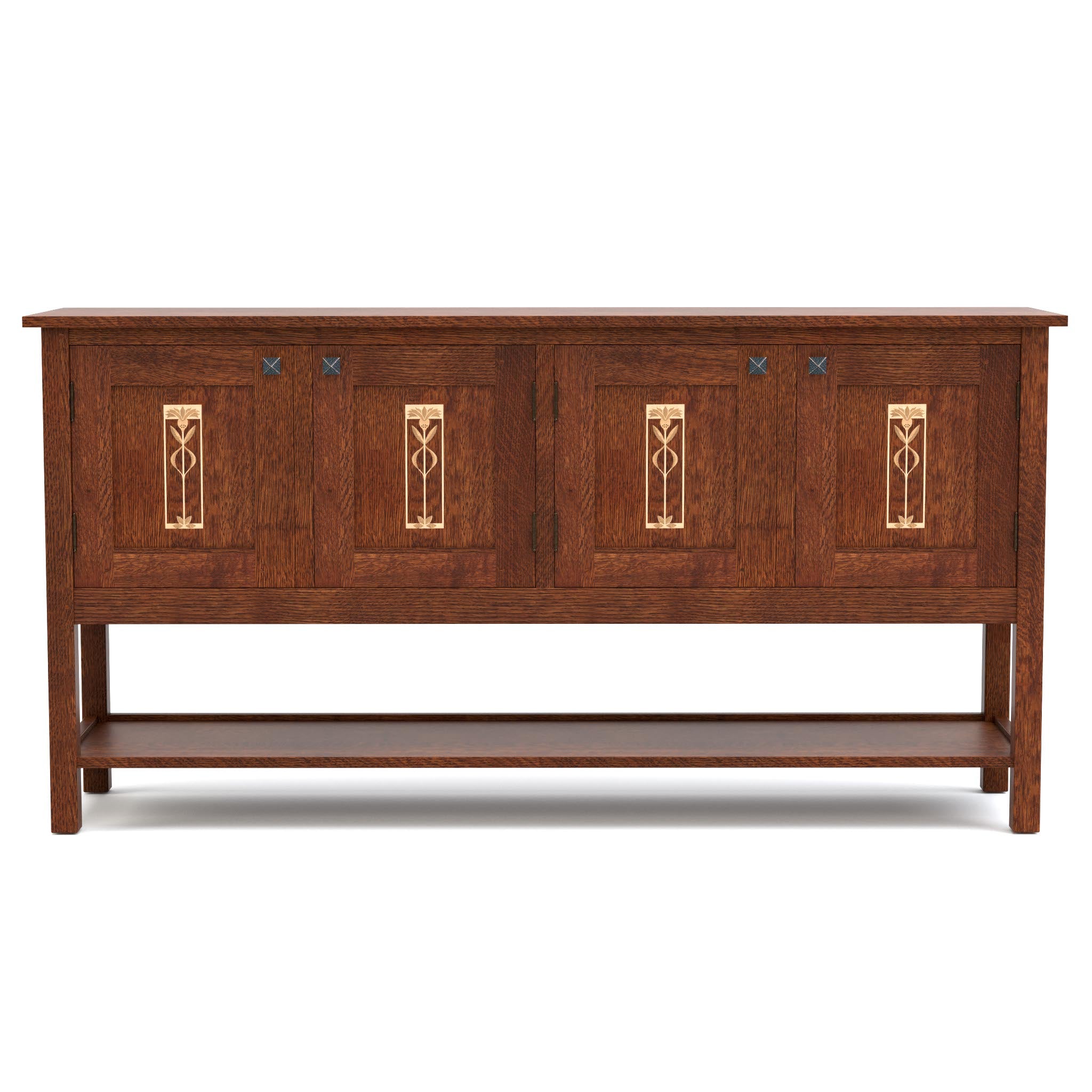Stylish Meadowflower Four Door Sideboard - Solid Wood Buffet Cabinet for Dining Room, Living Room & Entryway Storage | Perfect for Home Decor & Organization