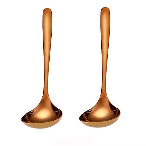 2-Pack Rose Gold 304 Stainless Steel Soup Ladle - Kitchen Serving Spoon for Soup, Sauce, Gravy & Stew - Elegant Dining & Buffet Serving Utensil Set