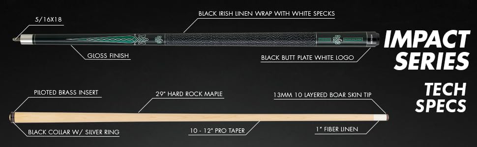 Premium Billiards Pool Cue Stick - Professional Irish Design for Enhanced Gameplay - Perfect for Home Game Rooms, Bars, and Competitive Tournaments