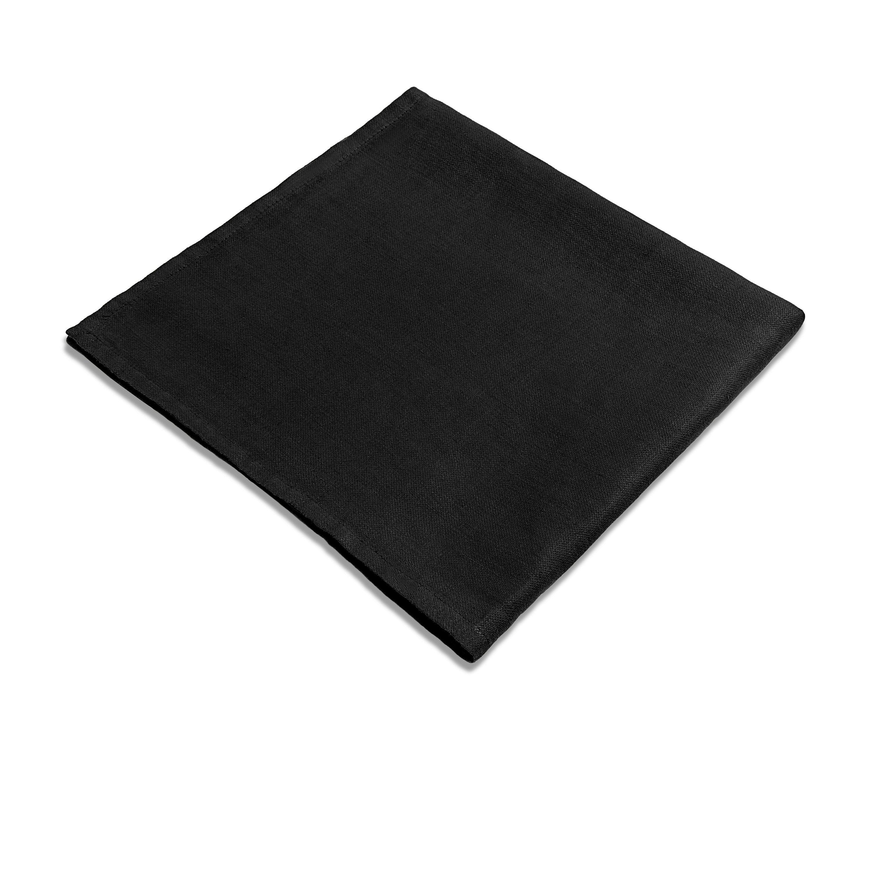 Premium Black Linen Sateen Napkins Set of 4 - Soft & Elegant Dinner Napkins for Formal Dining, Wedding, and Special Occasions