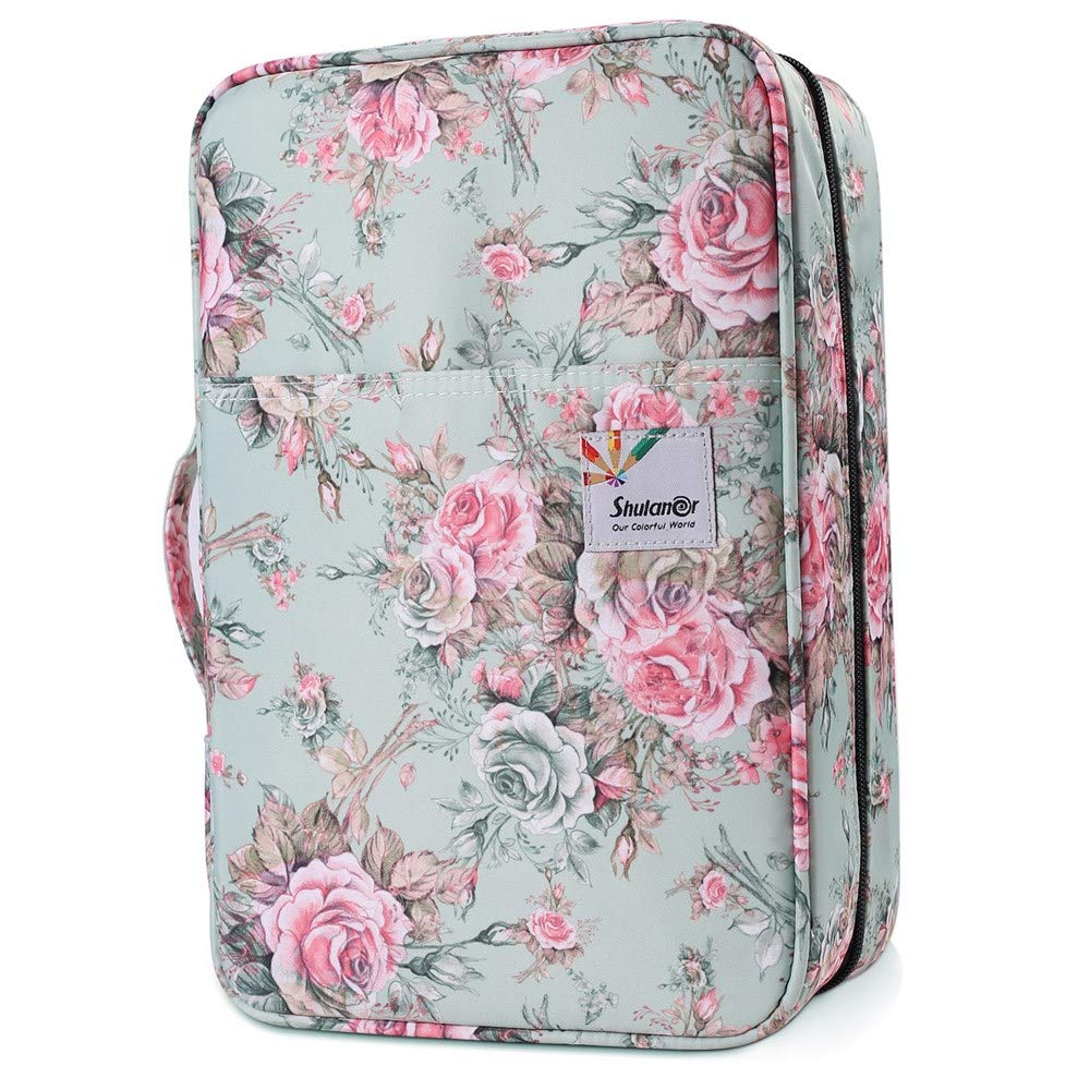 Shulaner Large Capacity Nylon Pencil Case - Holds 300 Colored Pencils or 200 Gel Pens, Zipper Closure Artist & Student Organizer - Perfect for School, Office, Art Classes & Travel Storage