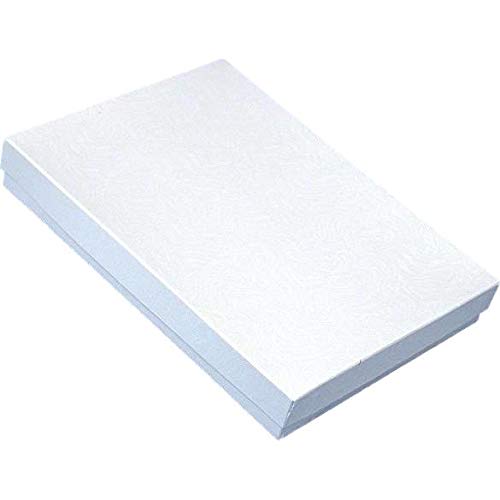 100 White Swirl Cotton Jewelry Gift Boxes for Necklaces - 7 1/8