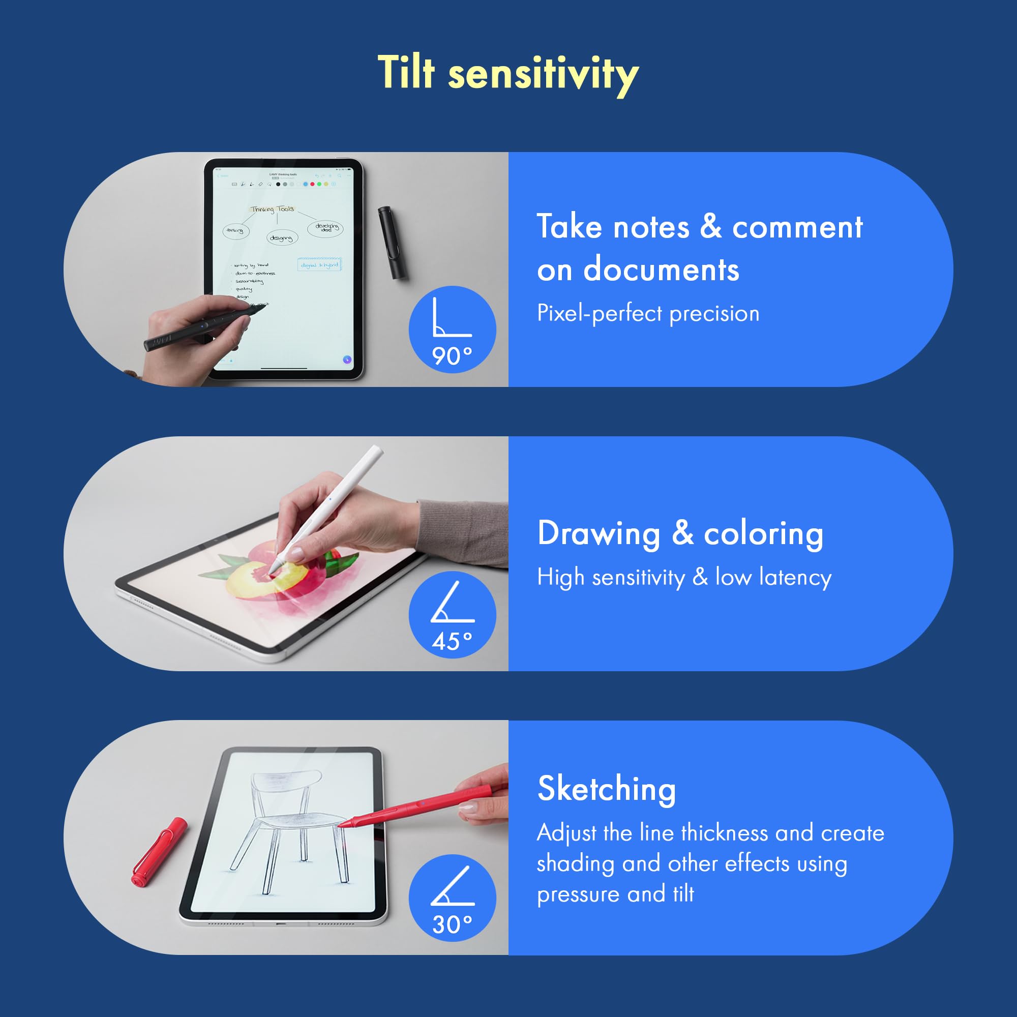 LAMY Safari Note+ White Stylus Pen for iPad - Palm Rejection, Tilt Sensitivity & Ergonomic Grip - Compatible with All iPad Models (2018-2023) - 10-Hour Battery Life - Perfect for Drawing, Note-Taking & Digital Art