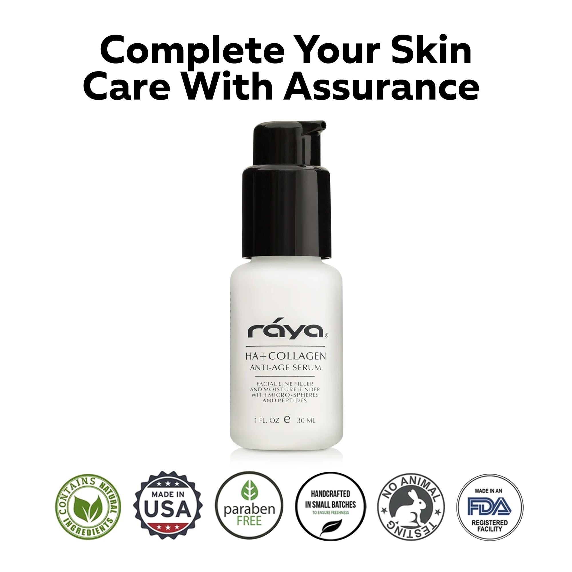 RAYA HA + Collagen Serum (502) | Premium Anti-Aging Face Serum with Hyaluronic Acid | Deep Hydration & Wrinkle Reduction | Firming & Brightening Treatment for All Skin Types | Day & Night Skincare Routine | Perfect for Dry, Mature & Sensitive Skin