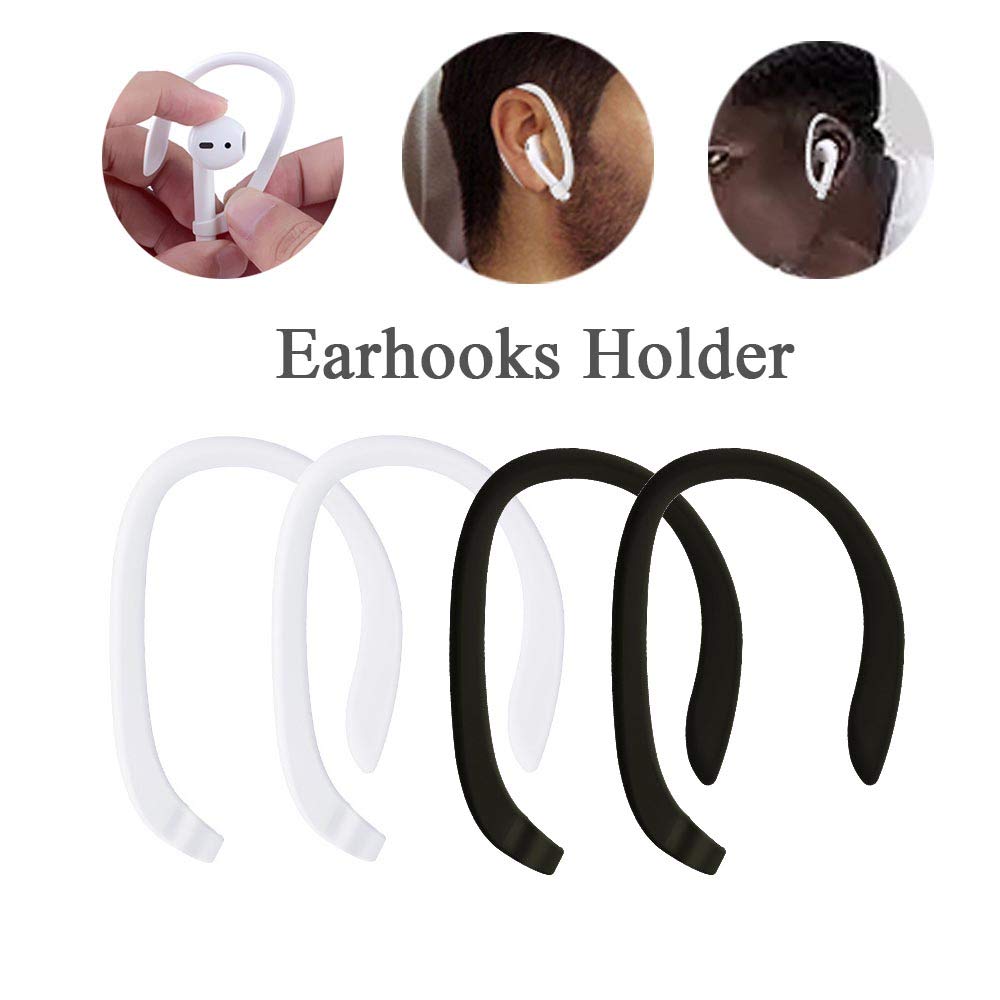 2 Pairs Ear Hooks for Apple AirPods 1/2/3 - Secure Fit Sports Accessories for Cycling, Gym, Running, Dancing, Fishing - Anti-Slip Ear Tips for Workouts & Outdoor Activities (White)