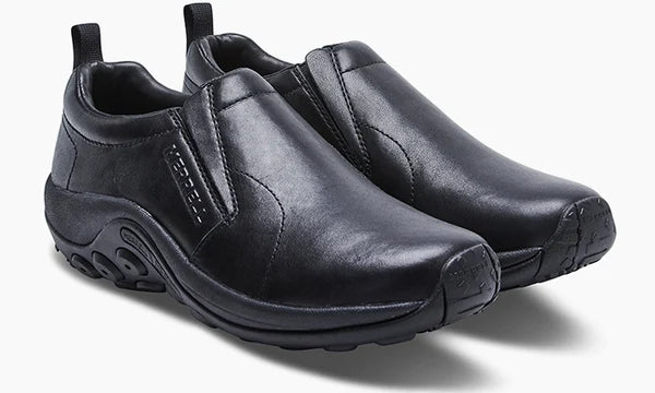 Merrell Jungle Moc Leather 2 Black Slip-On Shoes for Men - Comfortable & Durable Outdoor Moccasins (J17199) - Perfect for Hiking, Camping & Casual Wear