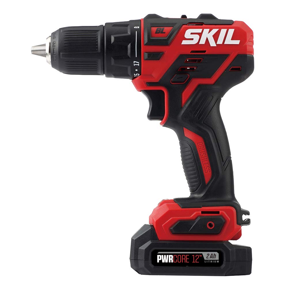 SKIL CB738701 3-Tool Combo Kit - Brushless 12V Cordless Drill Driver (1/2 Inch), Oscillating Multi-Tool & Work Light with 2.0Ah Lithium Battery & Charger - Perfect for DIY Projects, Home Repairs & Professional Construction Work