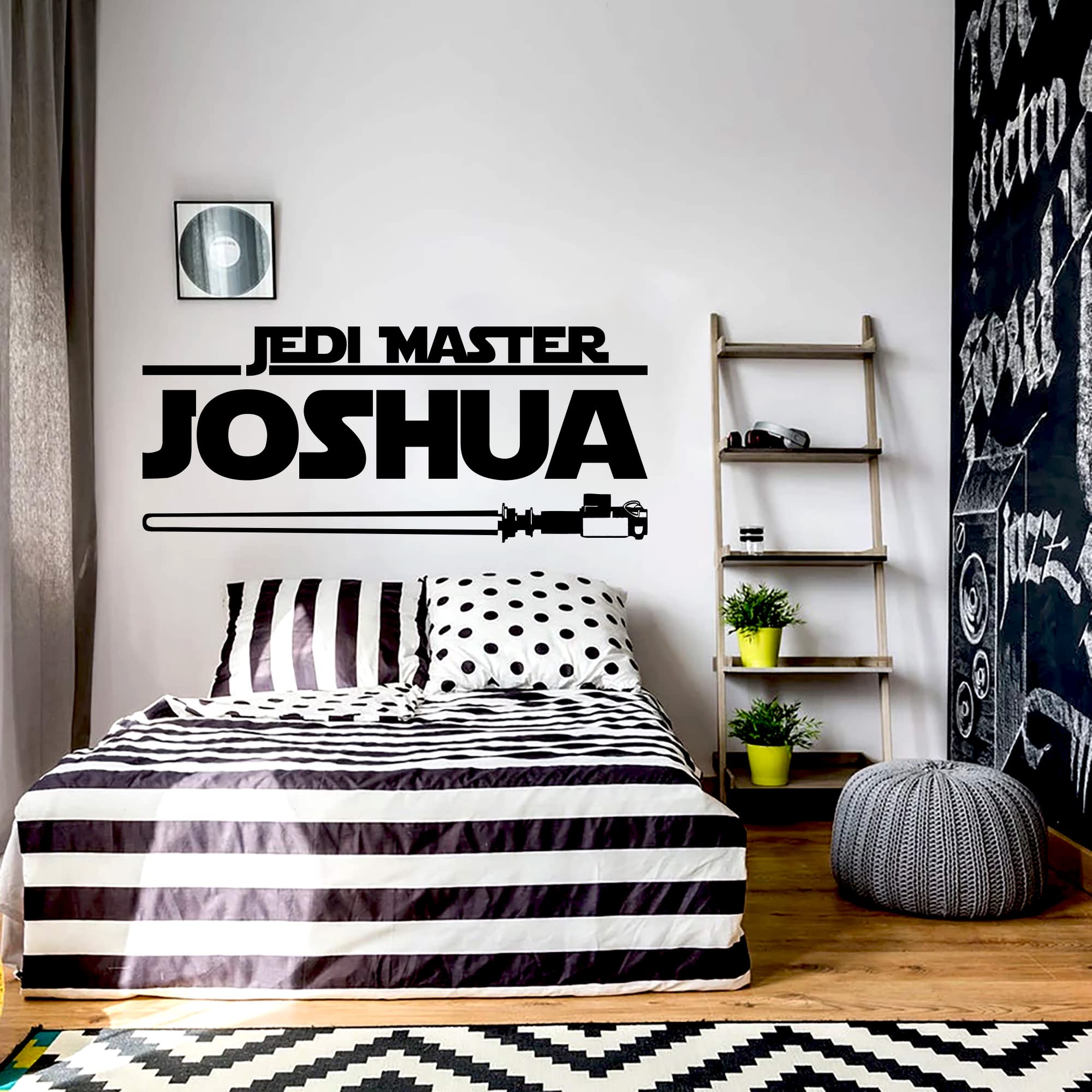 Personalized Jedi Master Name Wall Decal - Custom Vinyl Wall Sticker for Nursery & Boys Room Decor - Perfect for Star Wars Themed Bedrooms & Kids Party Decorations