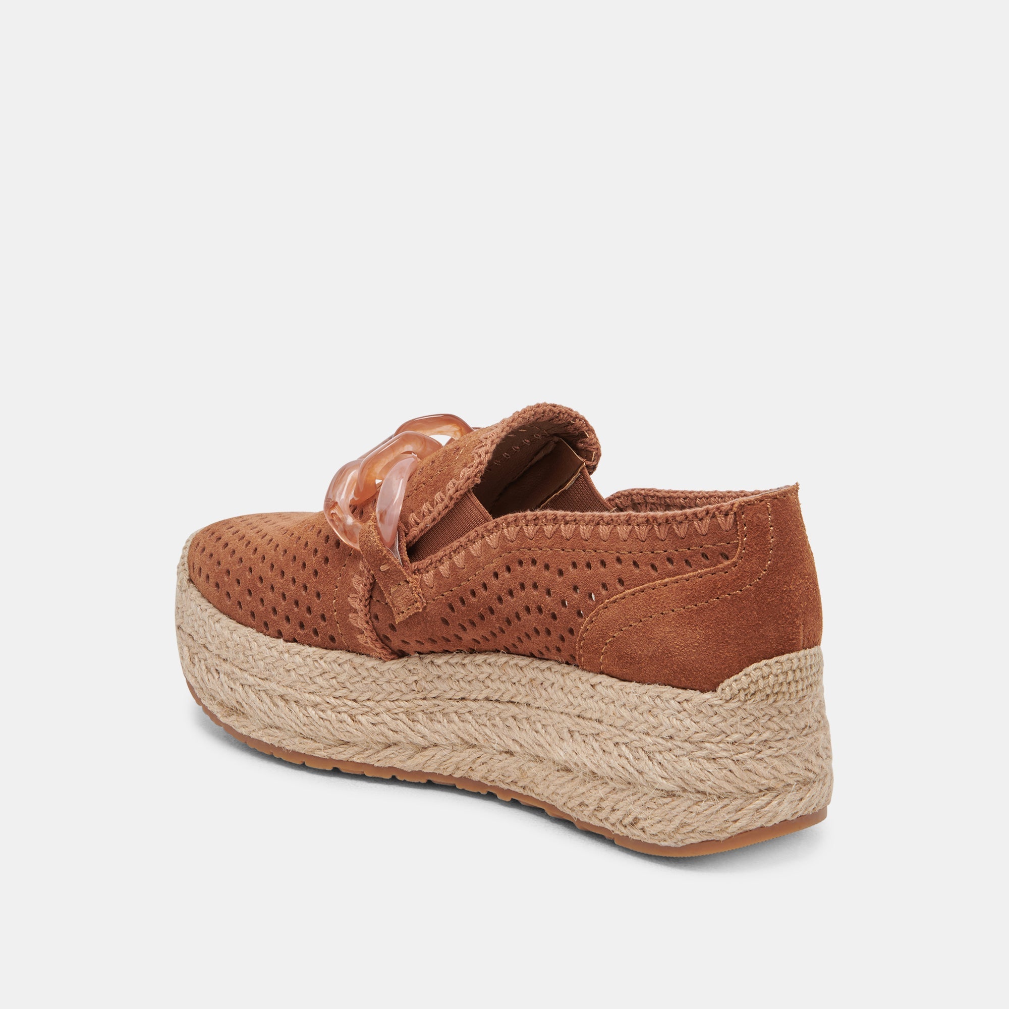 JHENEE Women's Espadrille Sneakers in Pecan - Perforated Suede Comfort Shoes for Casual Wear & Summer Outfits