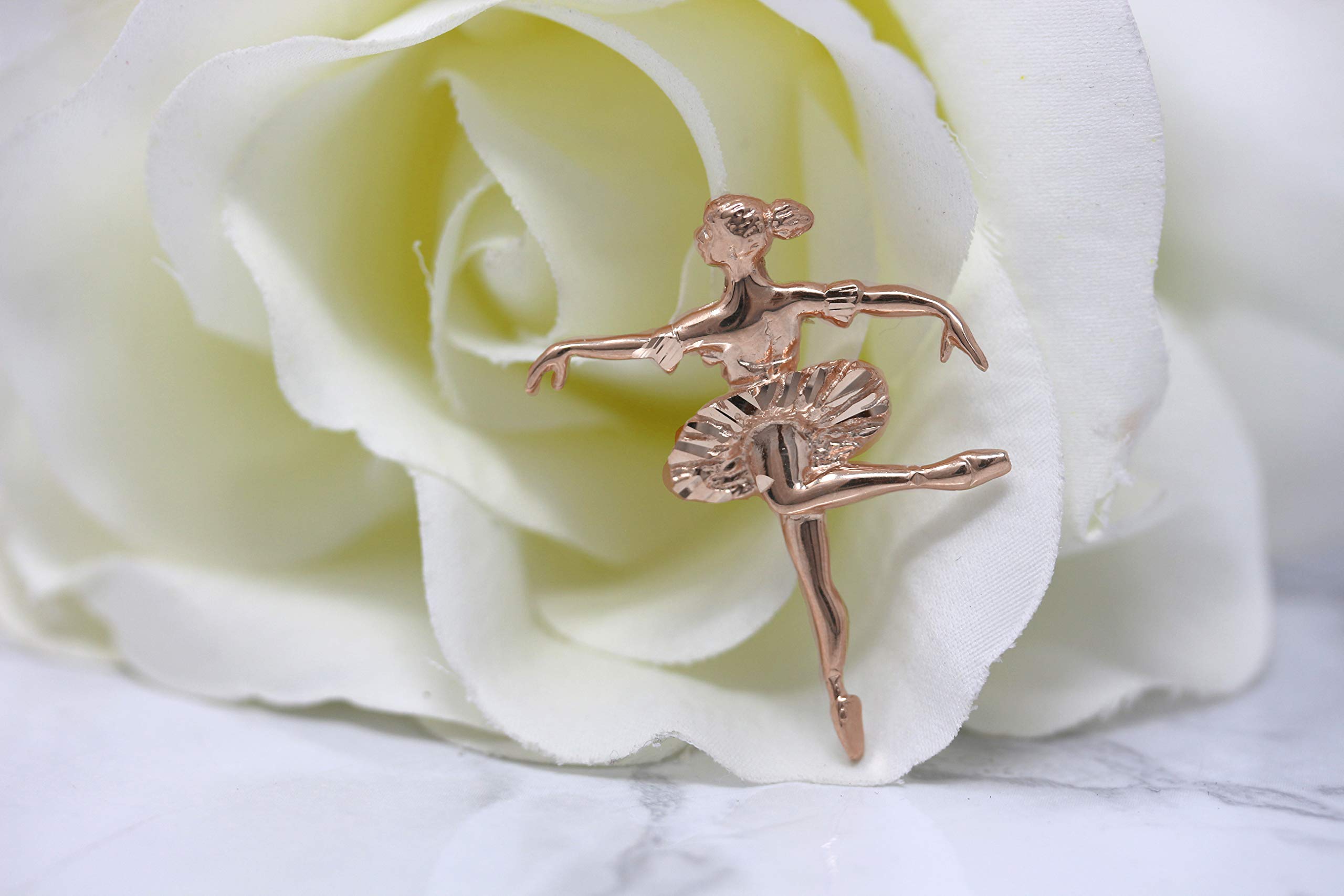 10K Gold Ballerina Dancer Ballet Girl Charm Pendant - Elegant Jewelry Gift for Women & Girls - Perfect for Ballet Lovers, Dance Enthusiasts & Special Occasions