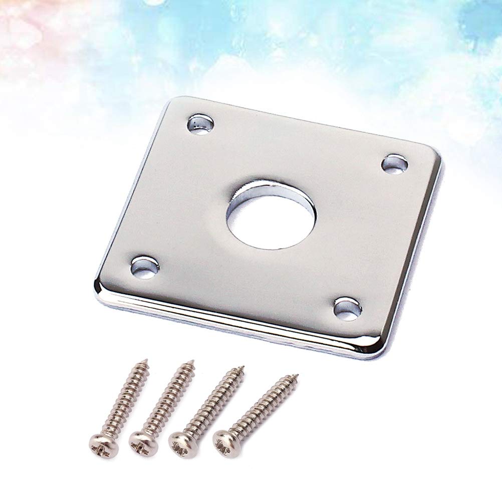 Electric Guitar Input Jack Plate - Metal Guitar Plug & Jack Replacement Part with Quartet Screw - Perfect for DIY Guitar Repairs & Upgrades