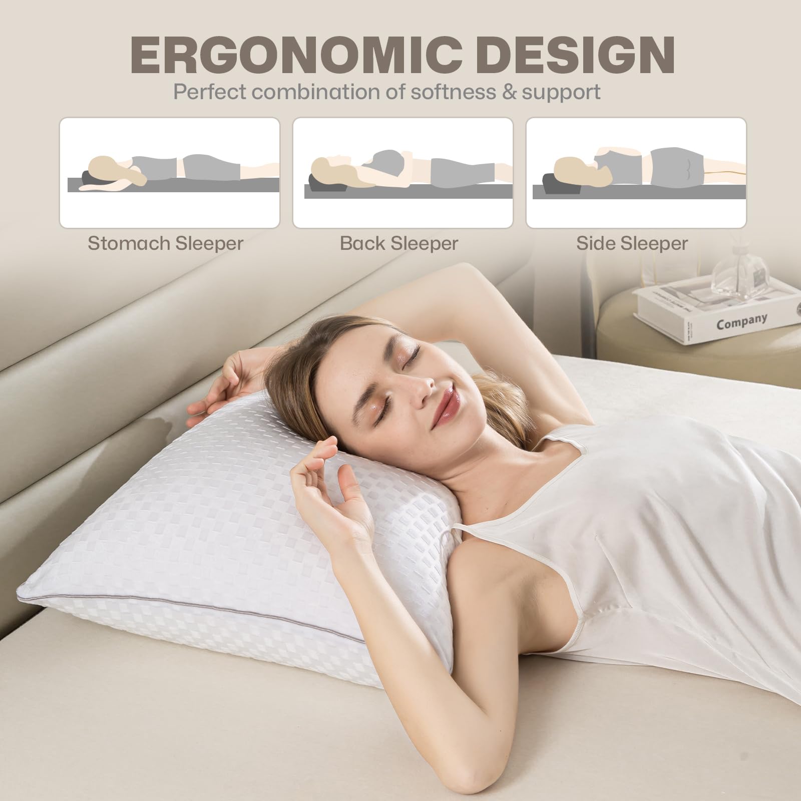 Lavisun King Size Pillows Set of 2 - Ultra Soft & Supportive Down Alternative Bed Pillows, Adjustable Height for Back, Stomach & Side Sleepers (20x36 Inches) - Perfect for Home, Hotel & Travel Use