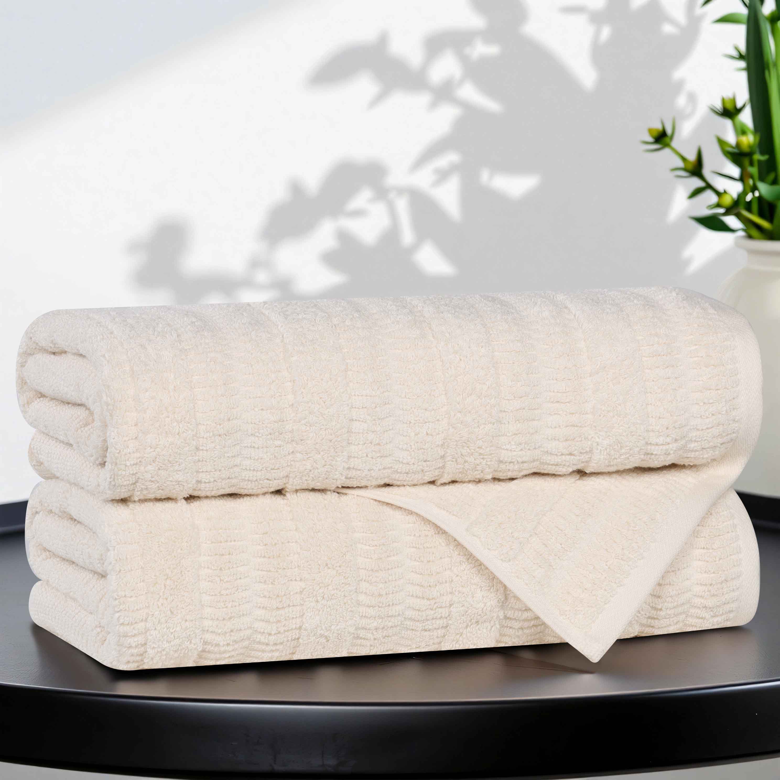 Premium Mika Smart Twist Cotton Bath Towels Set of 2 - Ultra Soft, Absorbent Vertical Ribbed Design for Spa, Bathroom & Luxury Home Use